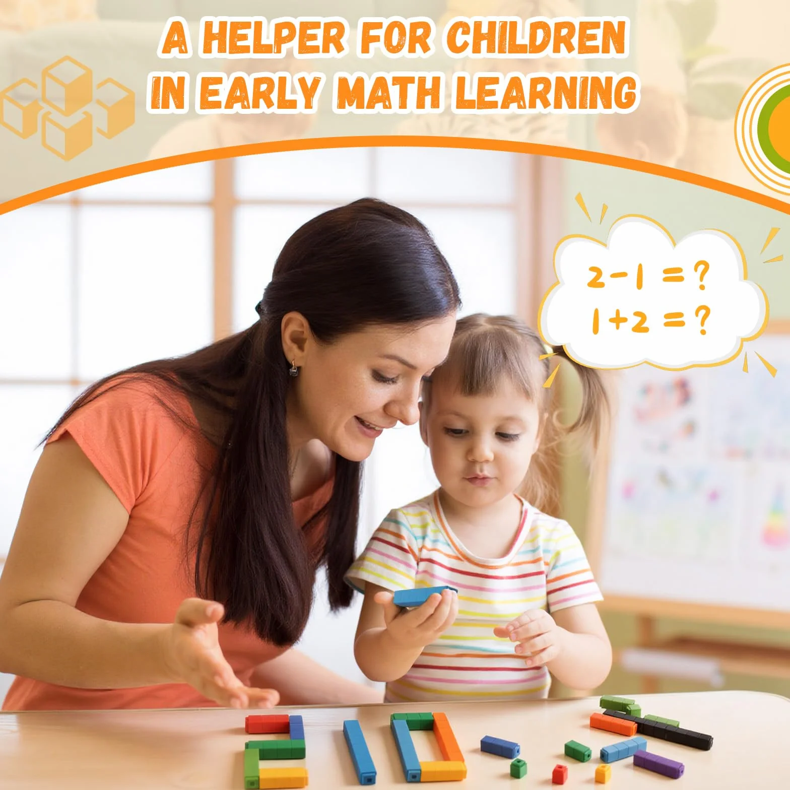 300 Pièces Cube Mathématiques, Blocs de Construction, Cubes à Empiler Calcul Montessori, Numberblocks, Blocs de Nombres pour Enfants