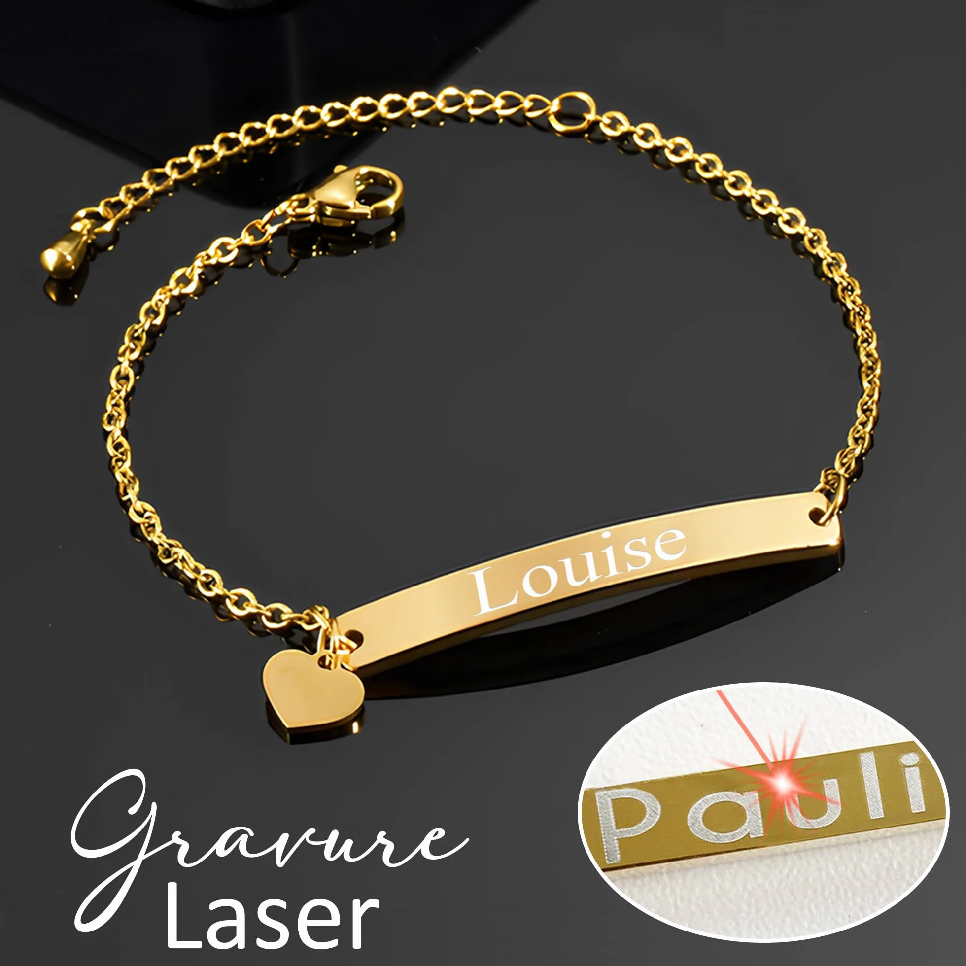 Gourmette bébé personnalisable bracelet enfant prénom gravé doré argenté cadeau naissance baptême