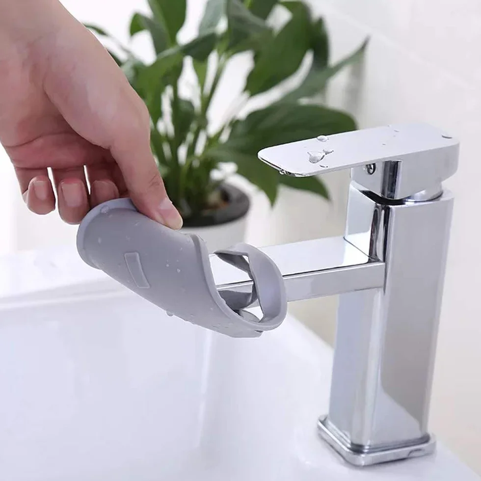 Rallonge de robinet Extension de poignée d'évier Lavage des mains pour bébés enfants gris