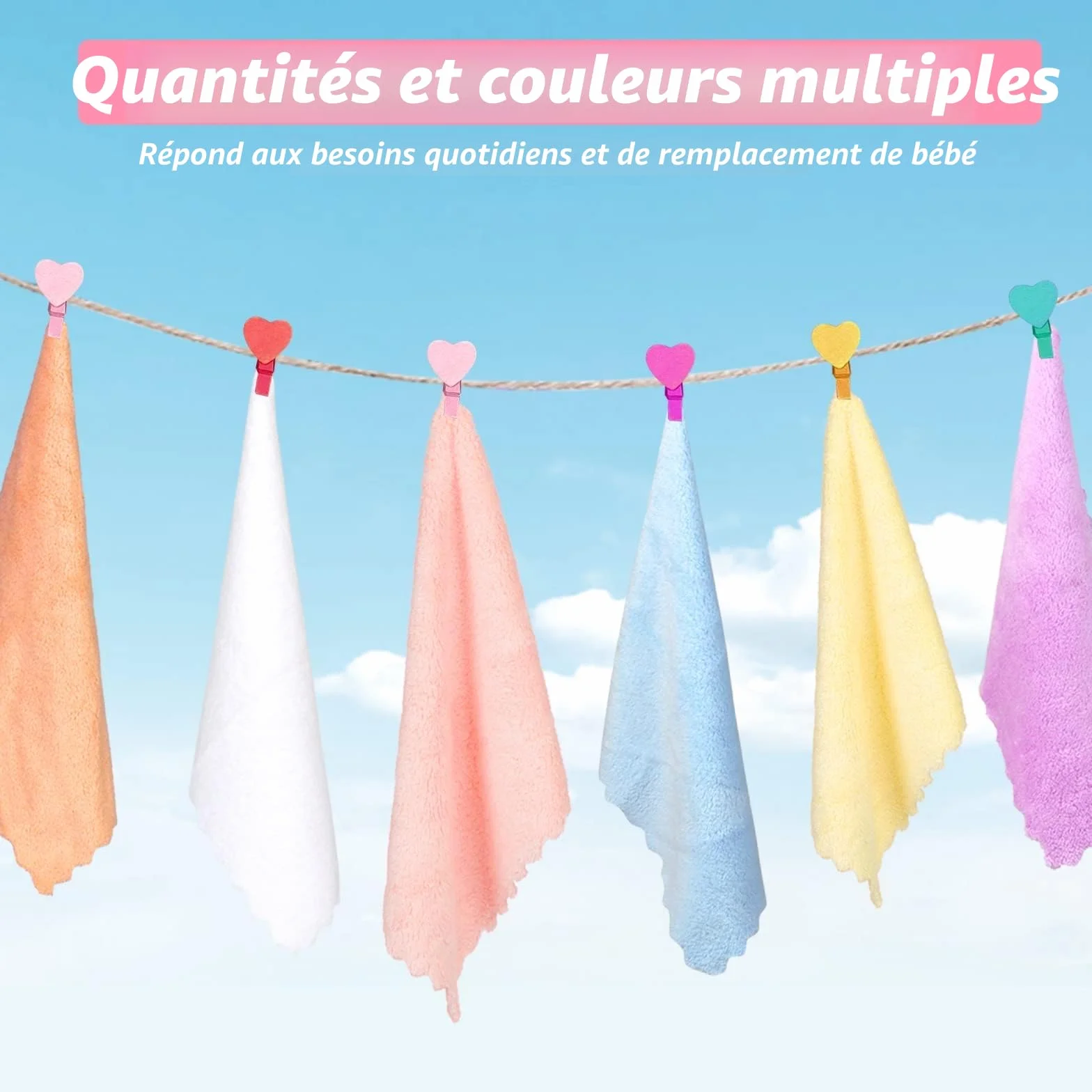 Orighty Lot de 24 débarbouillettes pour bébé en microfibre corail douces absorbantes