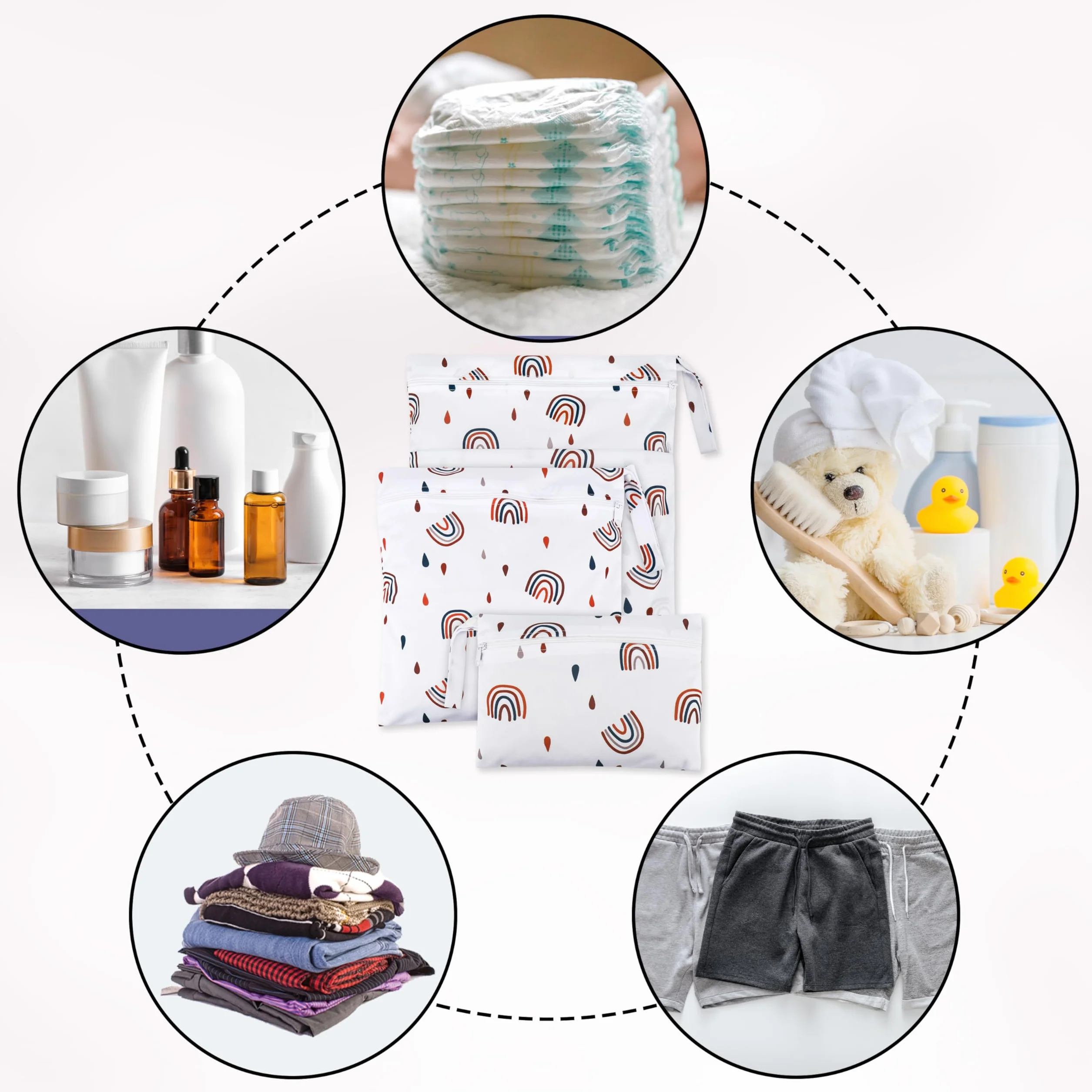 Zocipro Grand Sac à Couches Lavables Imperméable pour Bébé - Zippé pour Voyages