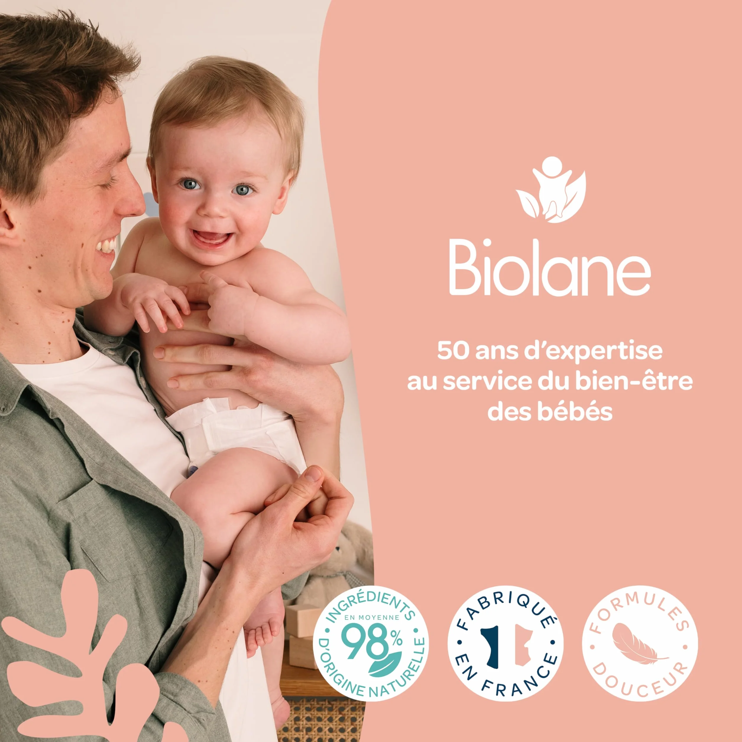 BIOLANE Trousse de toilette bébé Eau de toilette Crème Hydratante Gel Cheveux Coiffant Soin Ingrédients naturels Format nomade Fabriquée France