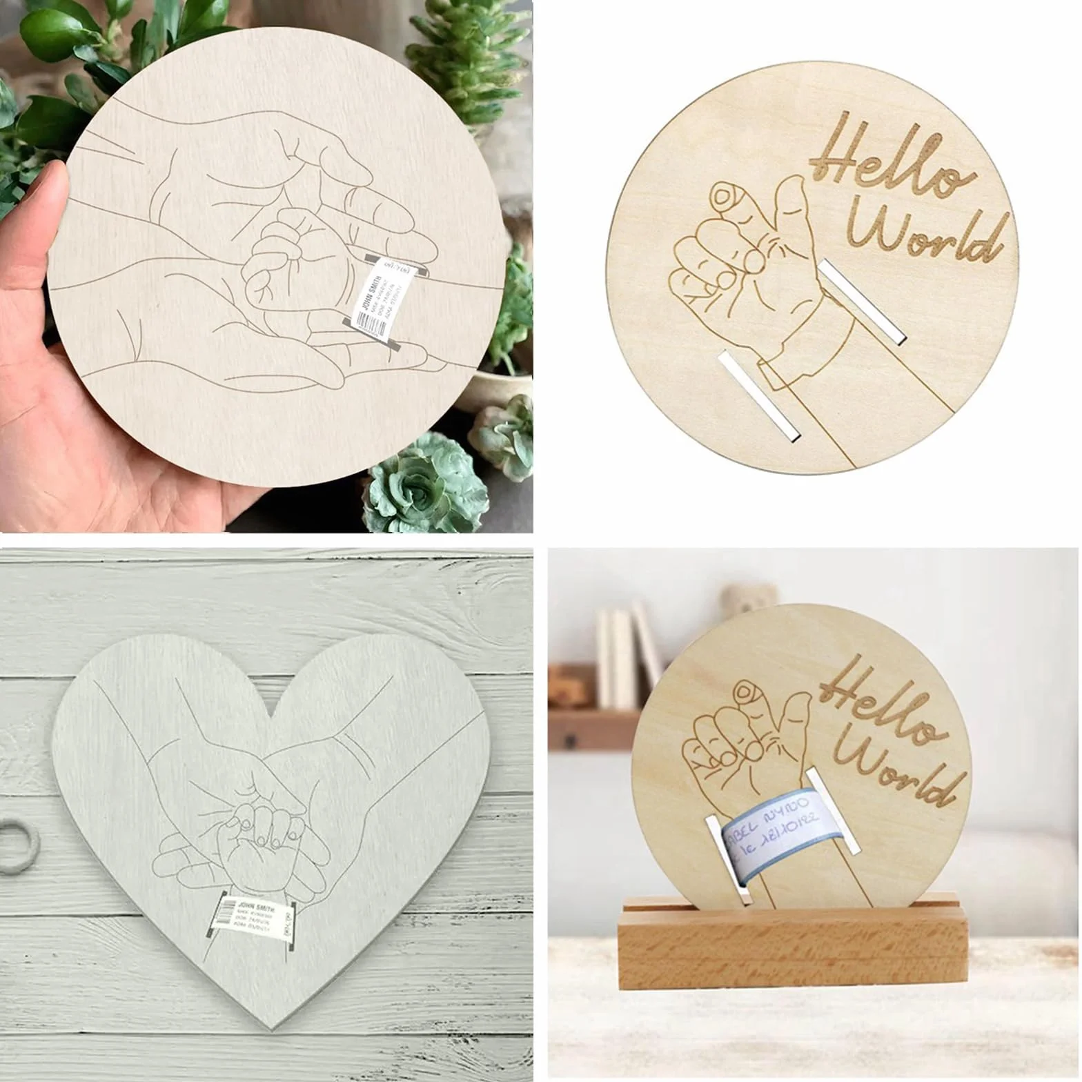 Souvenir de naissance bébé en bois avec gravure support bracelet coffre-fort citrouilles jalons