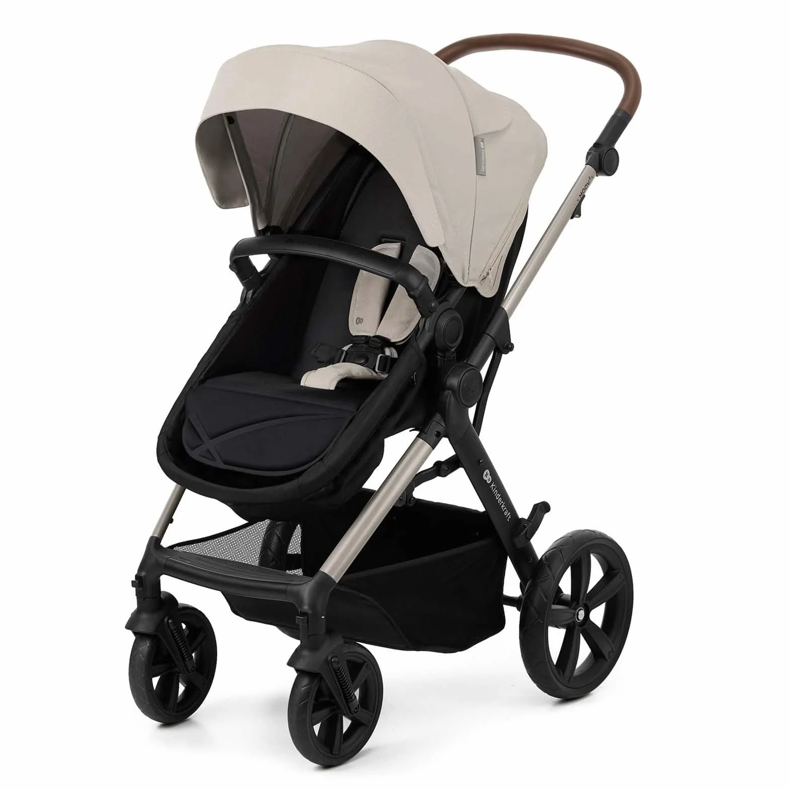Kinderkraft MOOV 2 Poussette 3 en 1 Travel System avec nacelle 2-en-1 siège auto i-Size Gris
