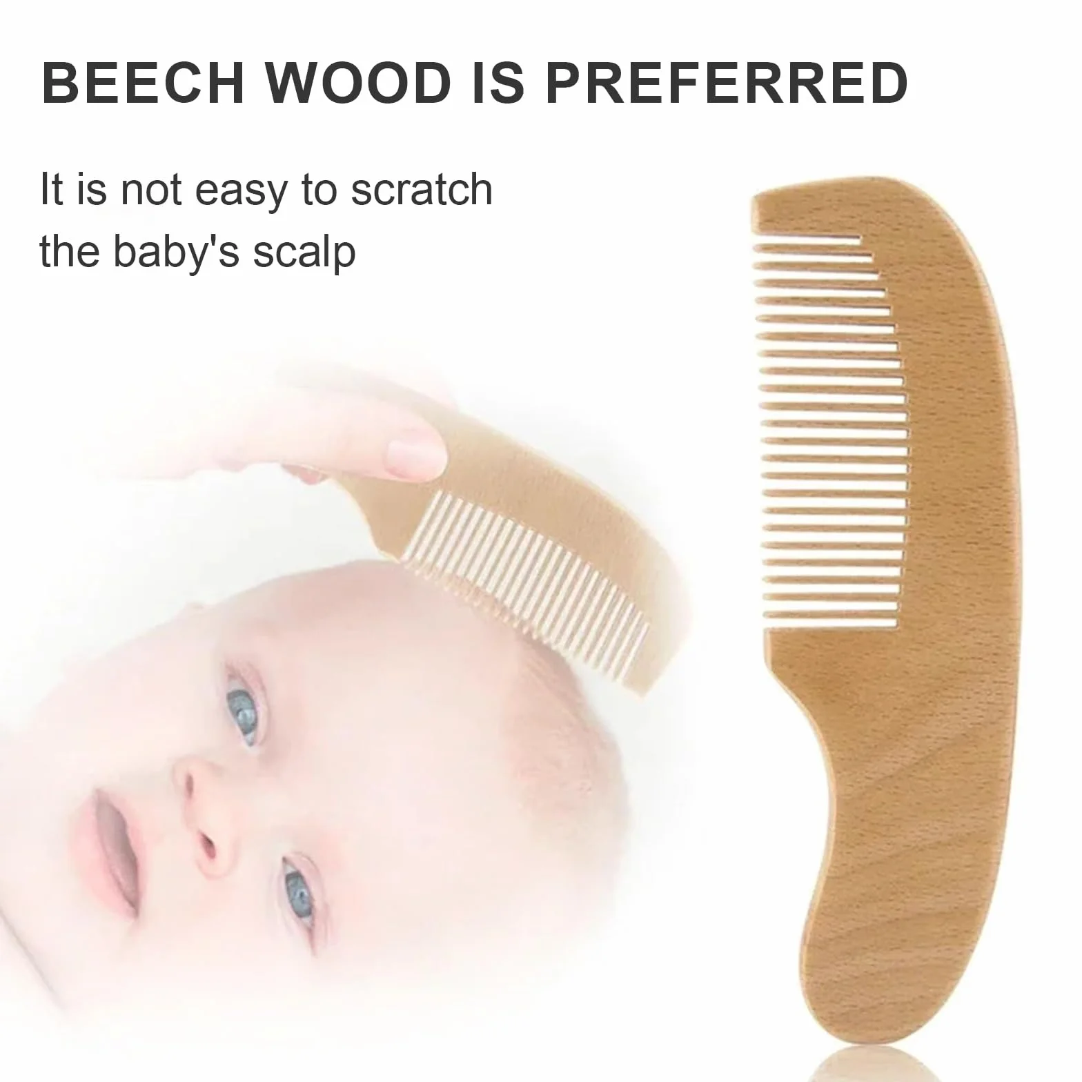 Brosse À Cheveux Bébé en Bois et Poils de Chèvre Naturel, Peigne en Bois pour Nouveau-nés