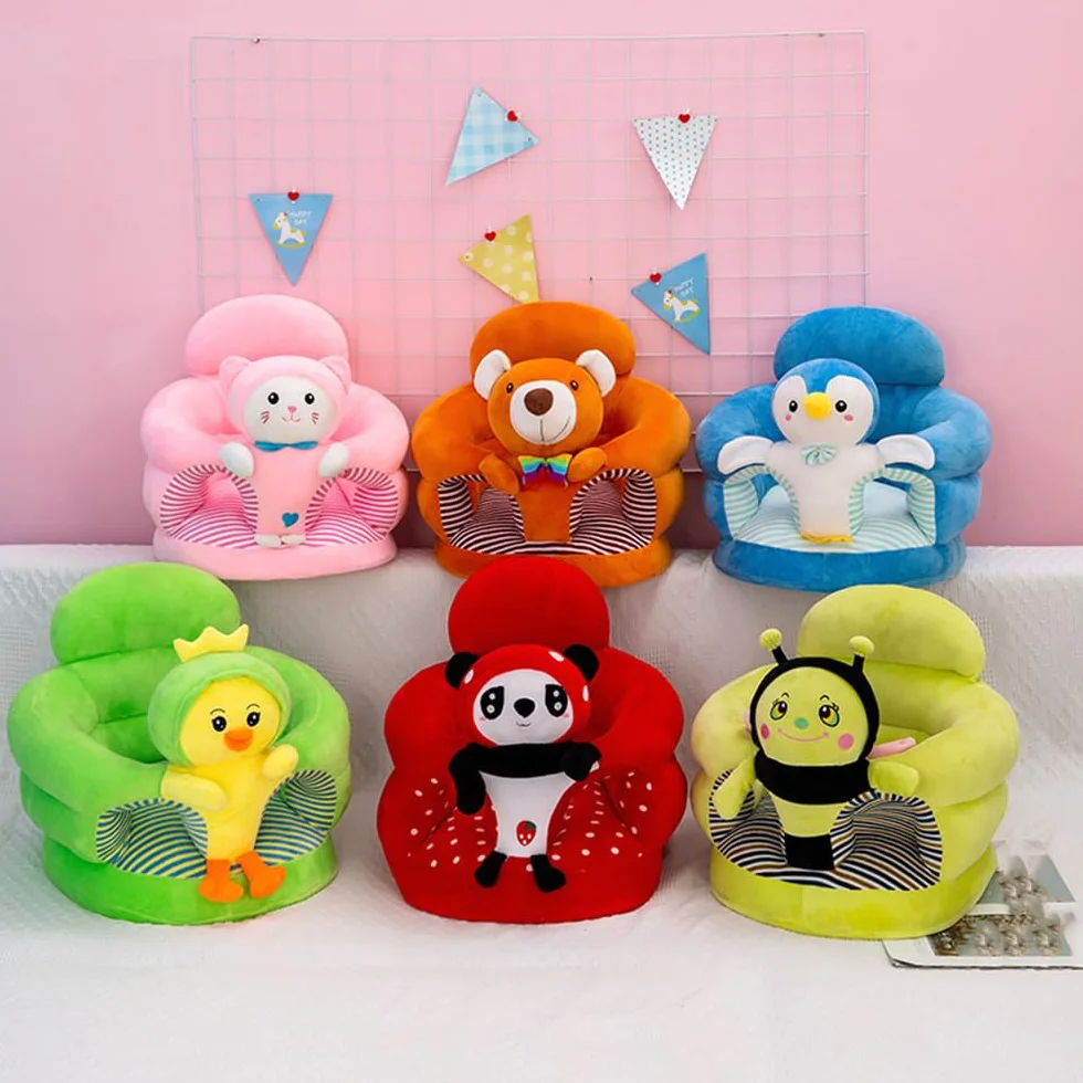 Baby Seat Sit up Chair Cartoon Animals Plush Sofa for Toddler Newborns Durable Thickened