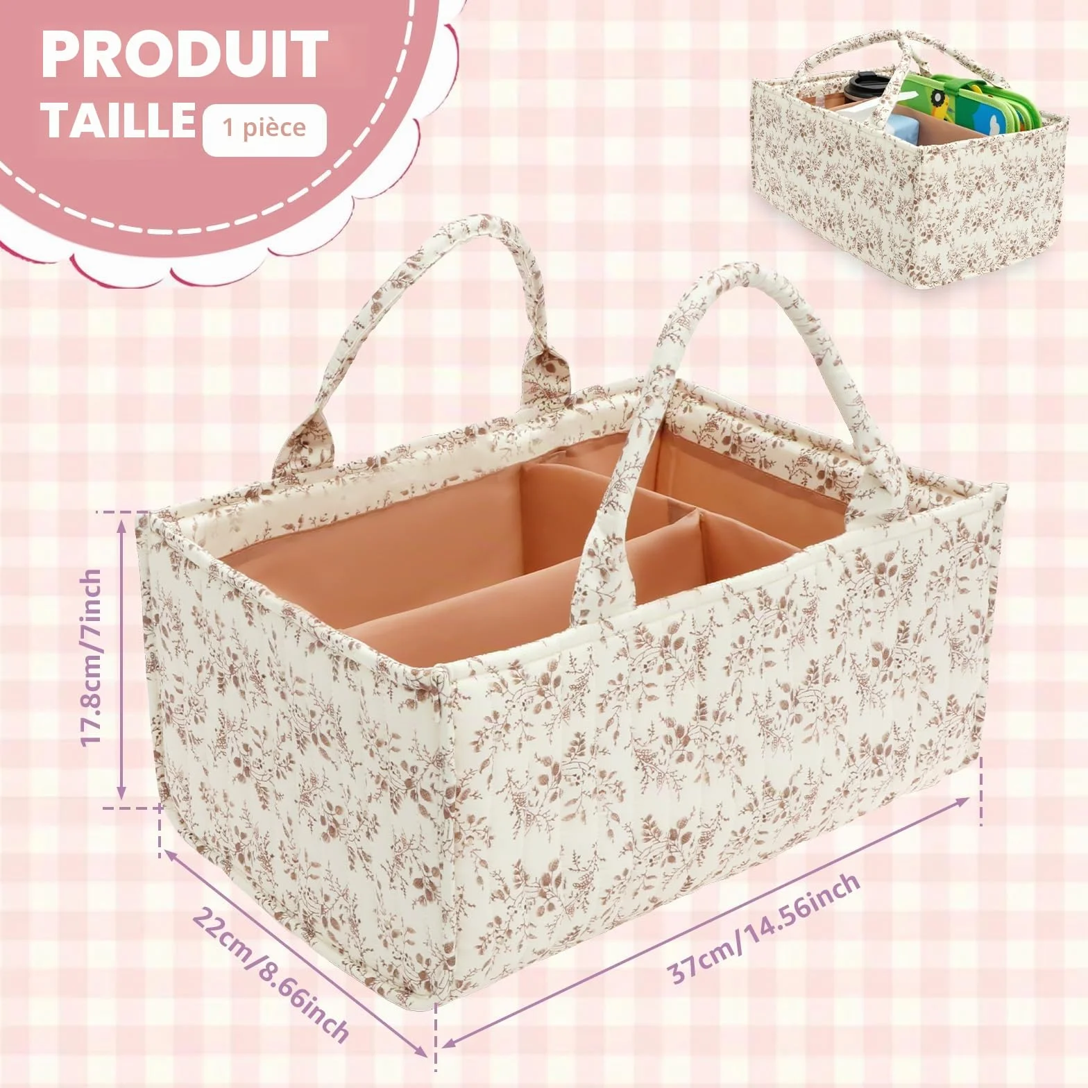 Organisateur de table à langer portable avec cloisons ajustables, organisateur de couches pour nouveau-né