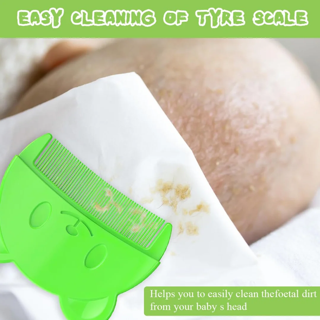 Brosse et peigne pour croûtes de lait bébé - Brosse en silicone doux avec poils sensoriels (Vert)