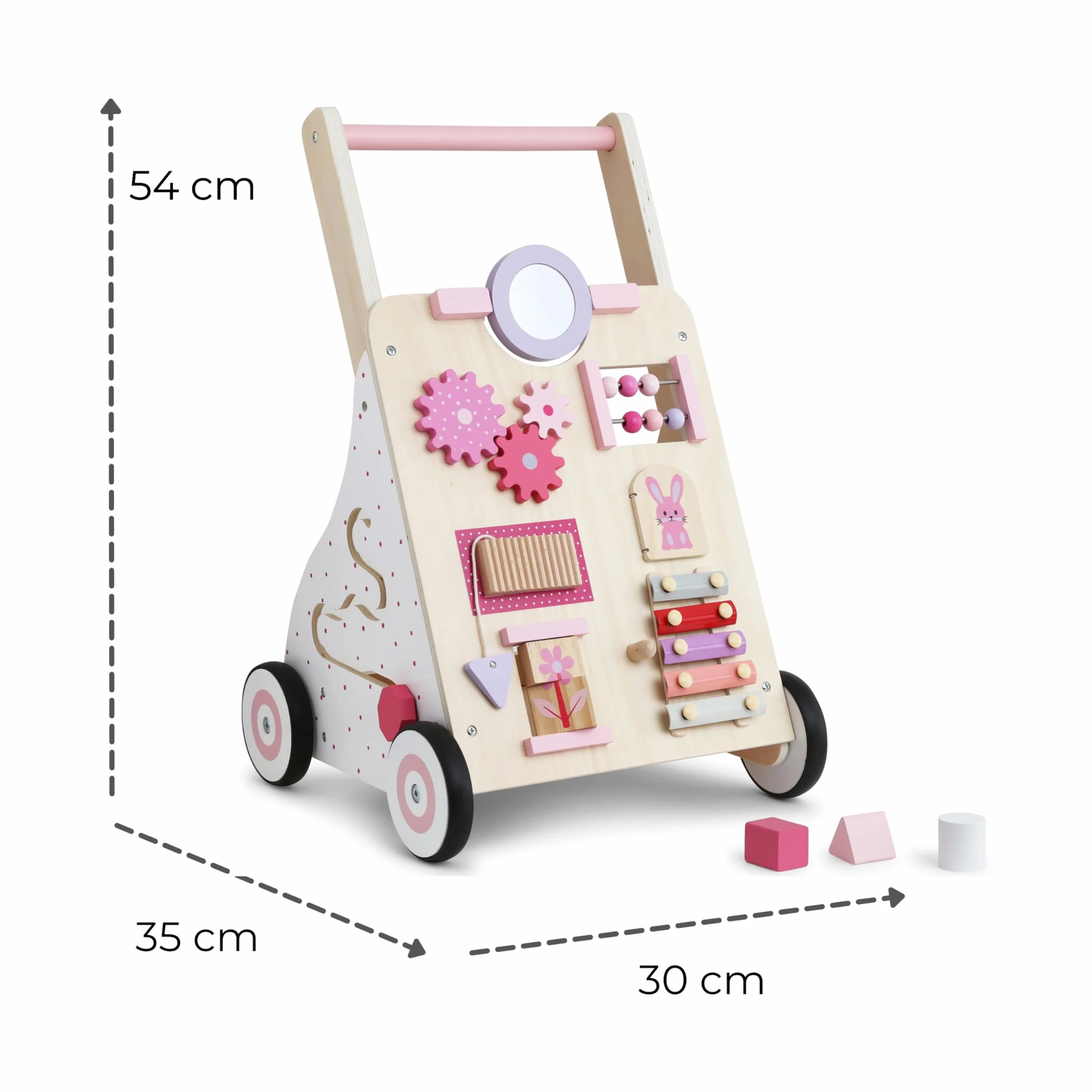 Haus Projekt Chariot de Marche Bois Rose, Trotteur Bébé Bois Activité, Jouet Bébé 1 an, Baby Walker
