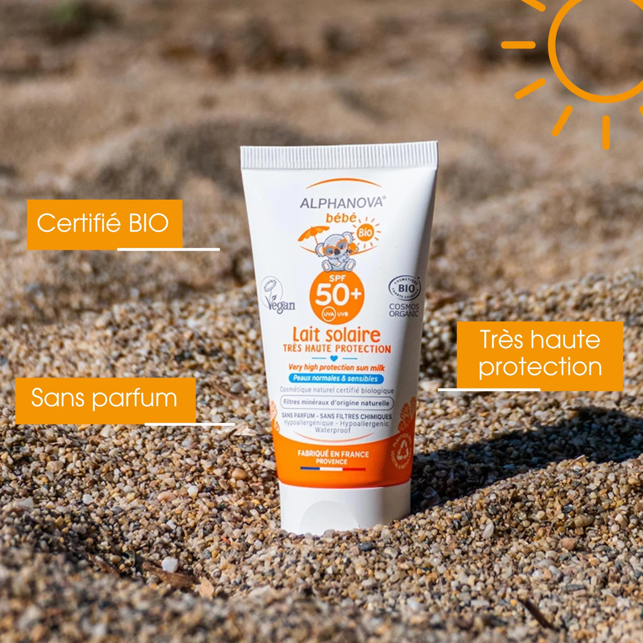 ALPHANOVA Crème solaire bébé SPF50+ Bio 50g