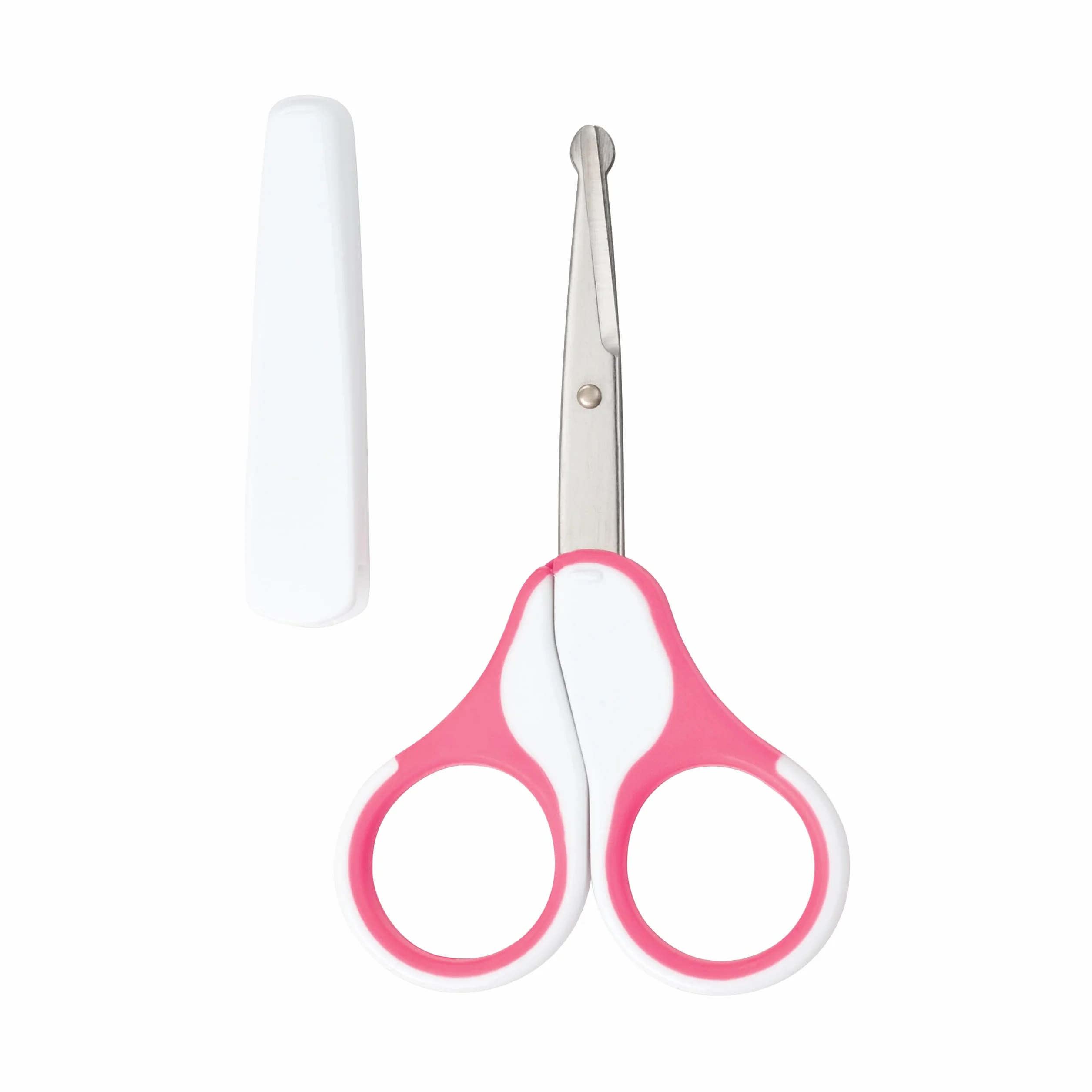 Babynova Ciseaux Bébé Acier Inoxydable avec Capuchon Protection – Ciseaux à Ongles Pointes Arrondies Poignées Antidérapantes Sans BPA Rose