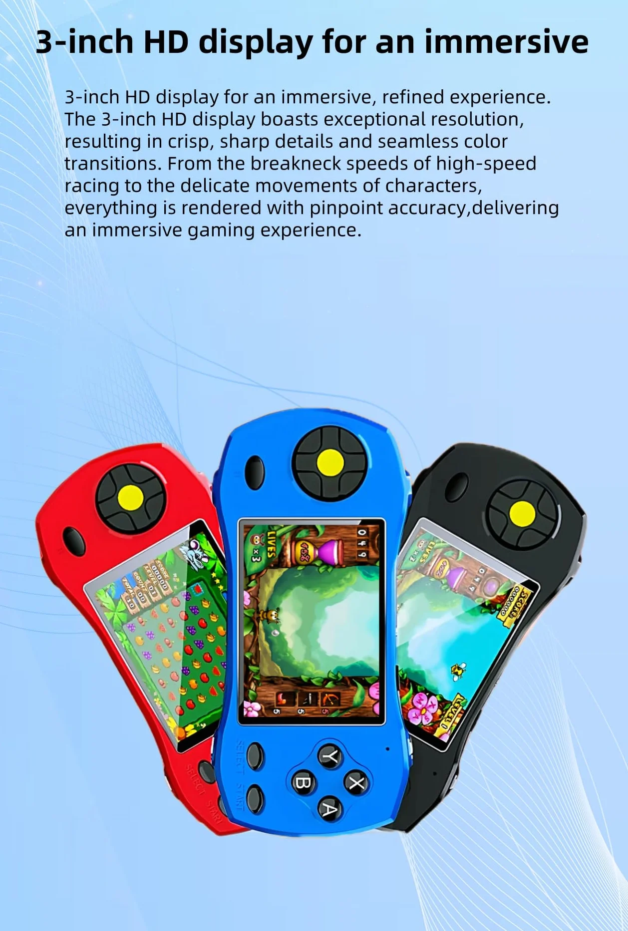 JXD 3.0" Console de Jeu Vidéo Portable 64 Bits 250 Jeux Préinstallés Connectable à la Télévision