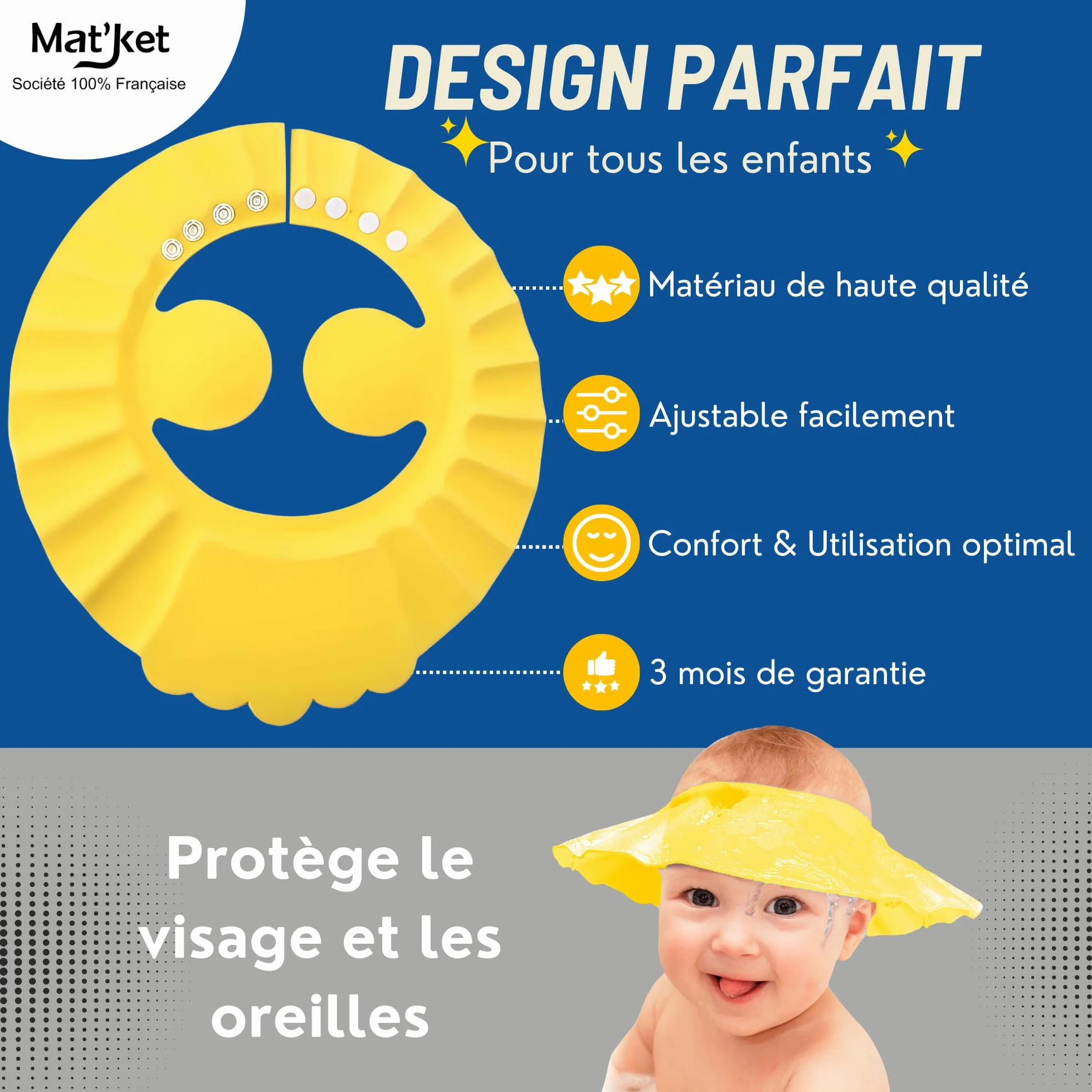 Casquette de Bain Enfant Bébé Visière Chapeau Shampoing Douche