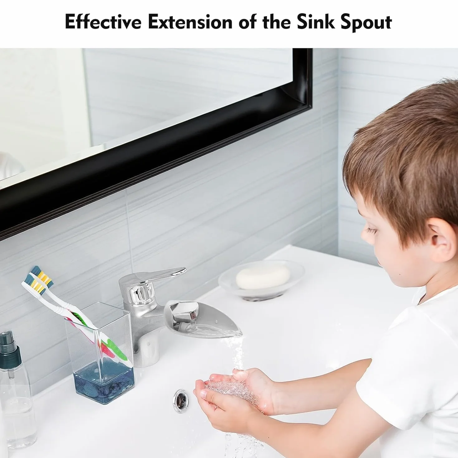 Prolongateur Robinet Silicone pour Enfants Cuisine Salle de Bain Lavage Main Rose Gris 2 Pièces