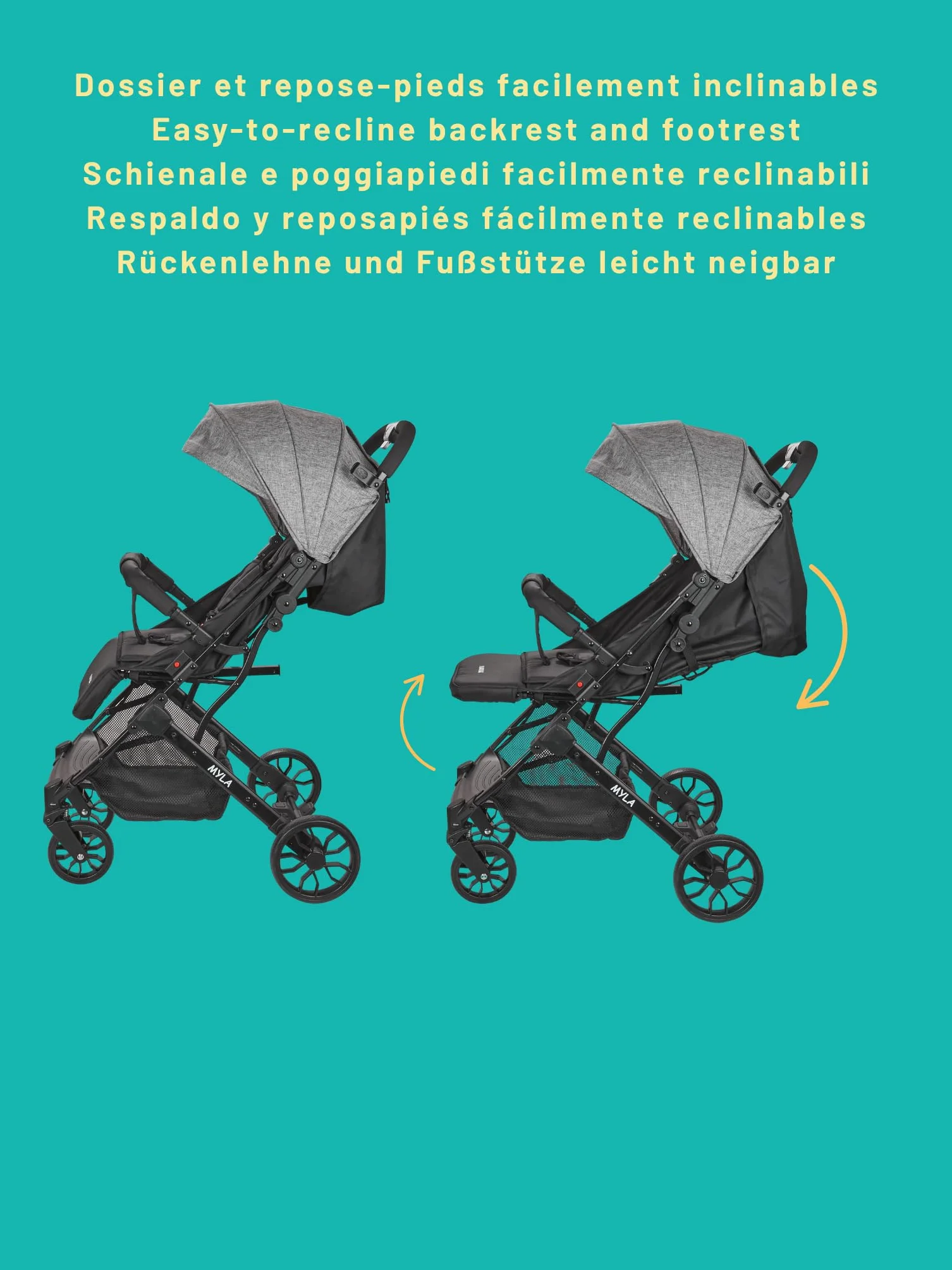 Nania Myla poussette canne compacte 0-4 ans 22kg légère 7.5kg citadine inclinable grand panier