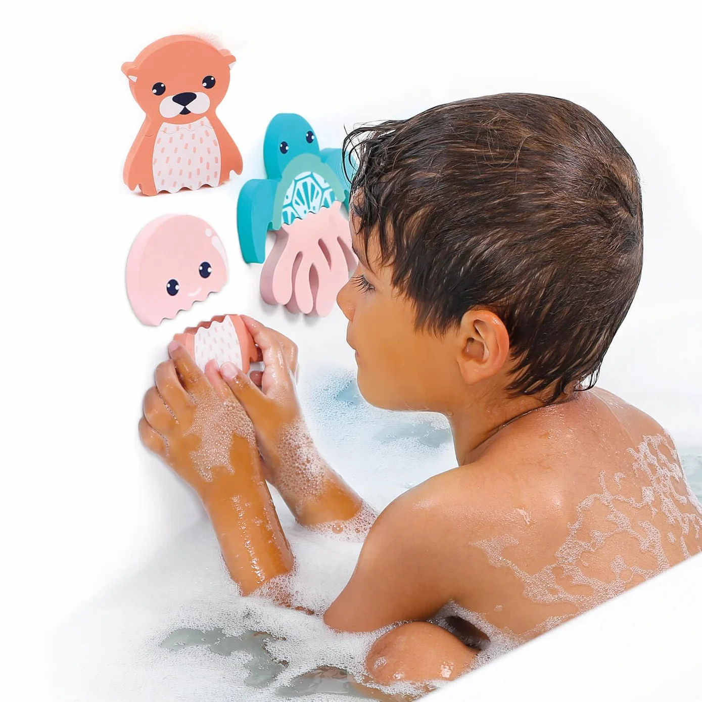 LUDI Mix & Match Jouet De Bain 4 Animaux en Mousse À Assembler Flottantes Dès 10 Mois