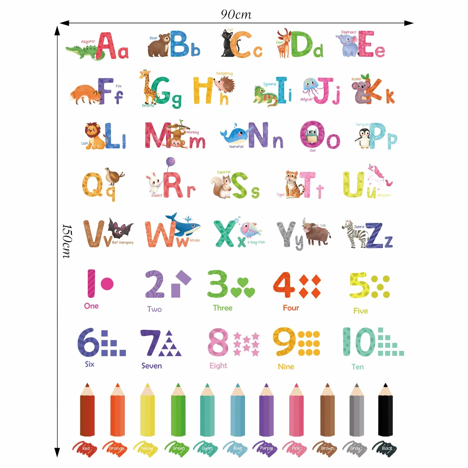 SHUCHING Stickers Muraux Alphabet Enfants, Autocollant Mural Couleur et Chiffres, Décoration Murale Chambre Bébé