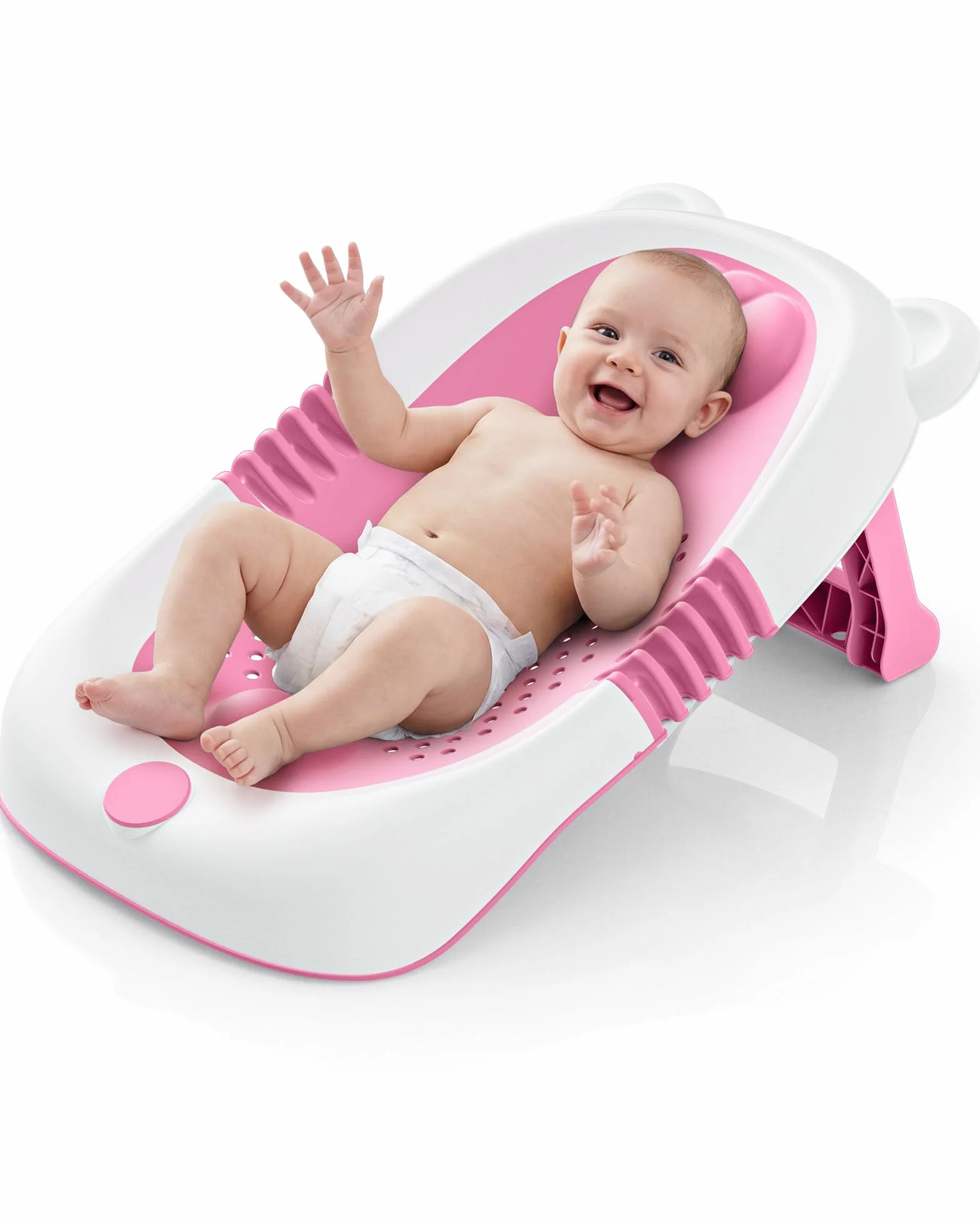 Baignoire pliable pour bébé avec support, siège de bain nouveau-nés, ventouses antidérapantes 0-6 mois