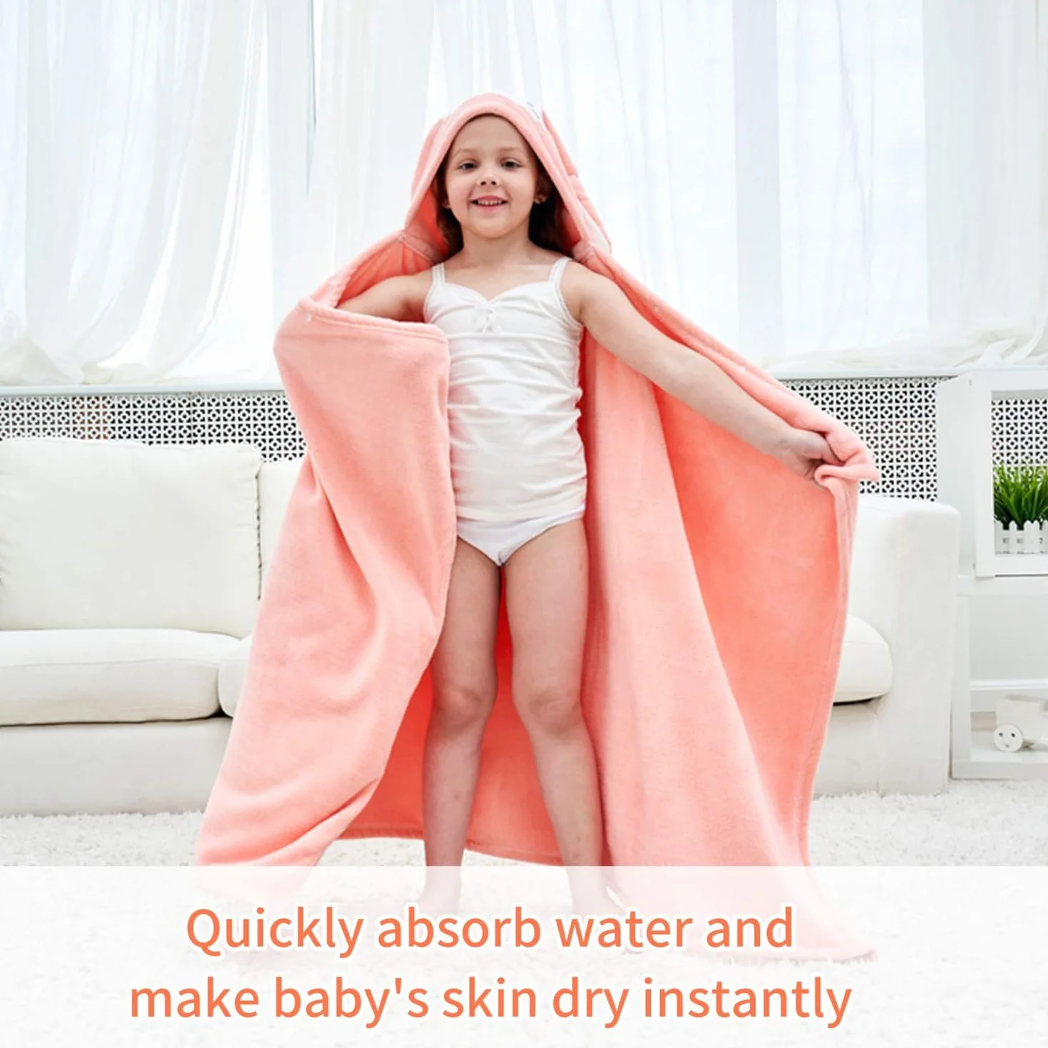 Serviette de Bain Bébé avec Capuche Doux Absorbant Poncho pour Enfants Nouveau-né