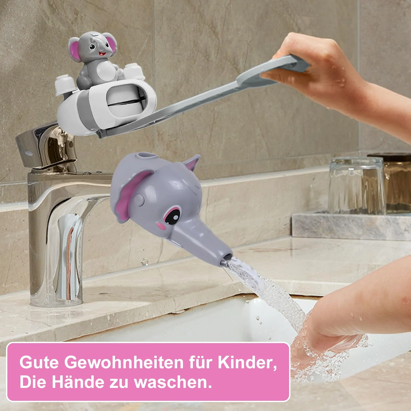 Rallonge de Robinet Enfant Forme d'Éléphant Réglable pour Buse d'Eau, Accessoire Cuisine Salle de Bain