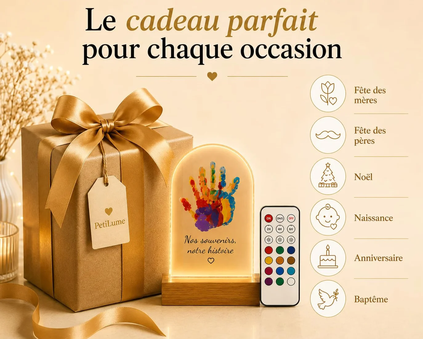 PetiLume Kit Empreinte Famille LED Cadeau Souvenir Parents