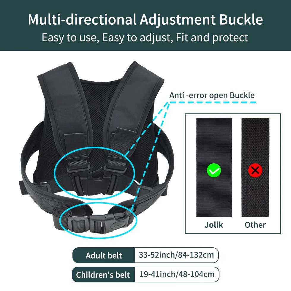 Harnais Enfant Moto avec poche ajusté ceinture réfléchie 1-12 ans