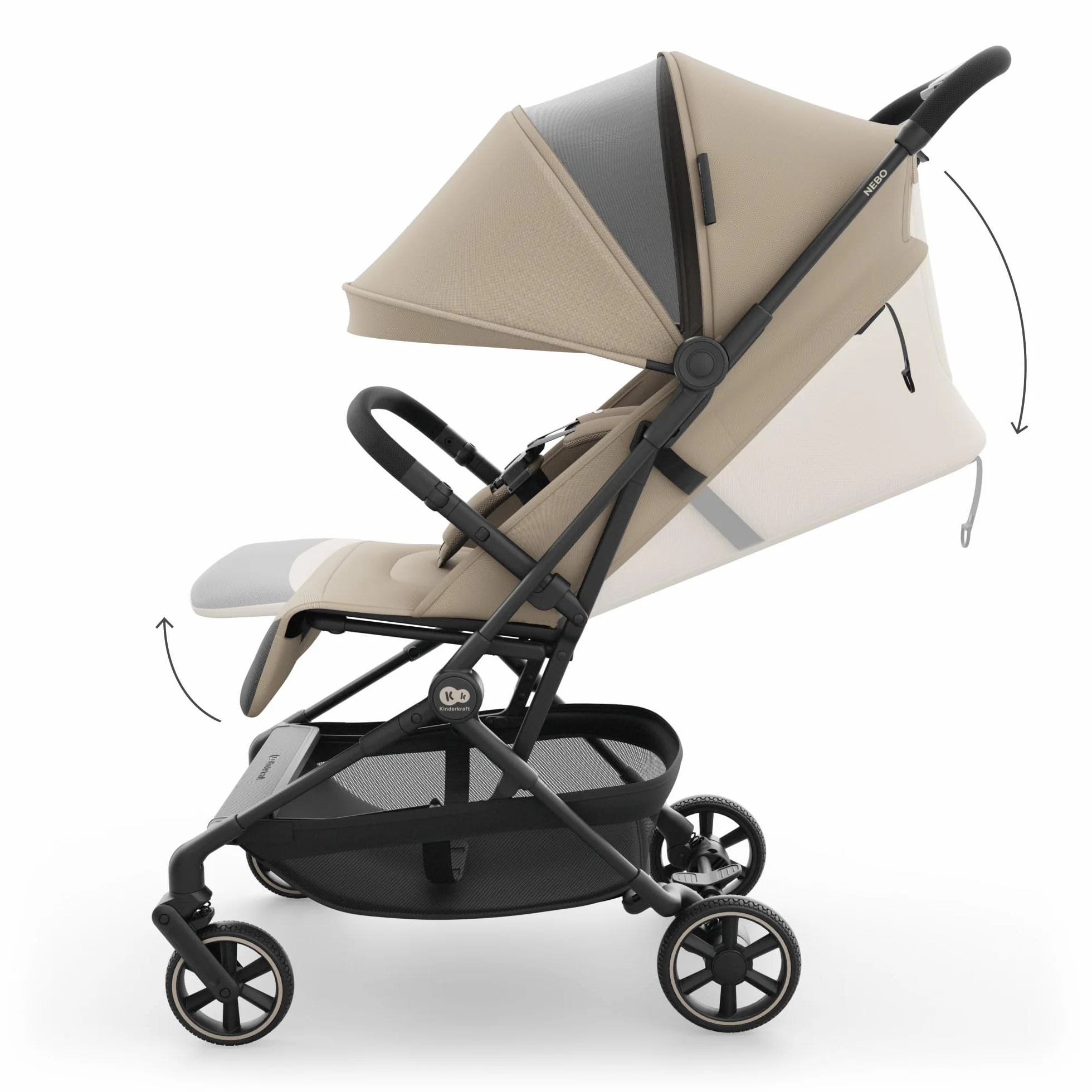 Kinderkraft NEBO poussette cabine ultralégère pliage une main 51×43×21 cm Beige
