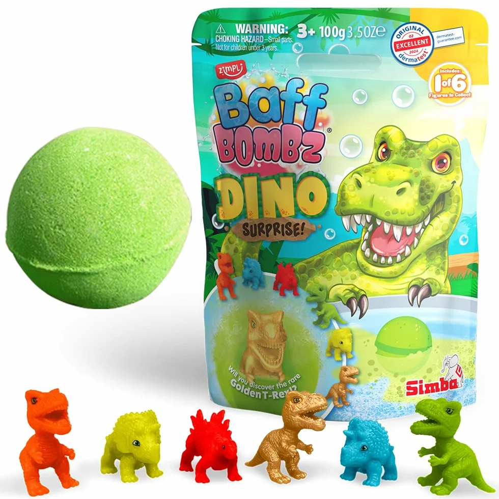 ZIMPLI Grande Bombe de Bain Dino Surprise 1 des 6 Jouets Dinosaure Surprise à Collectionner Jouet Mystère