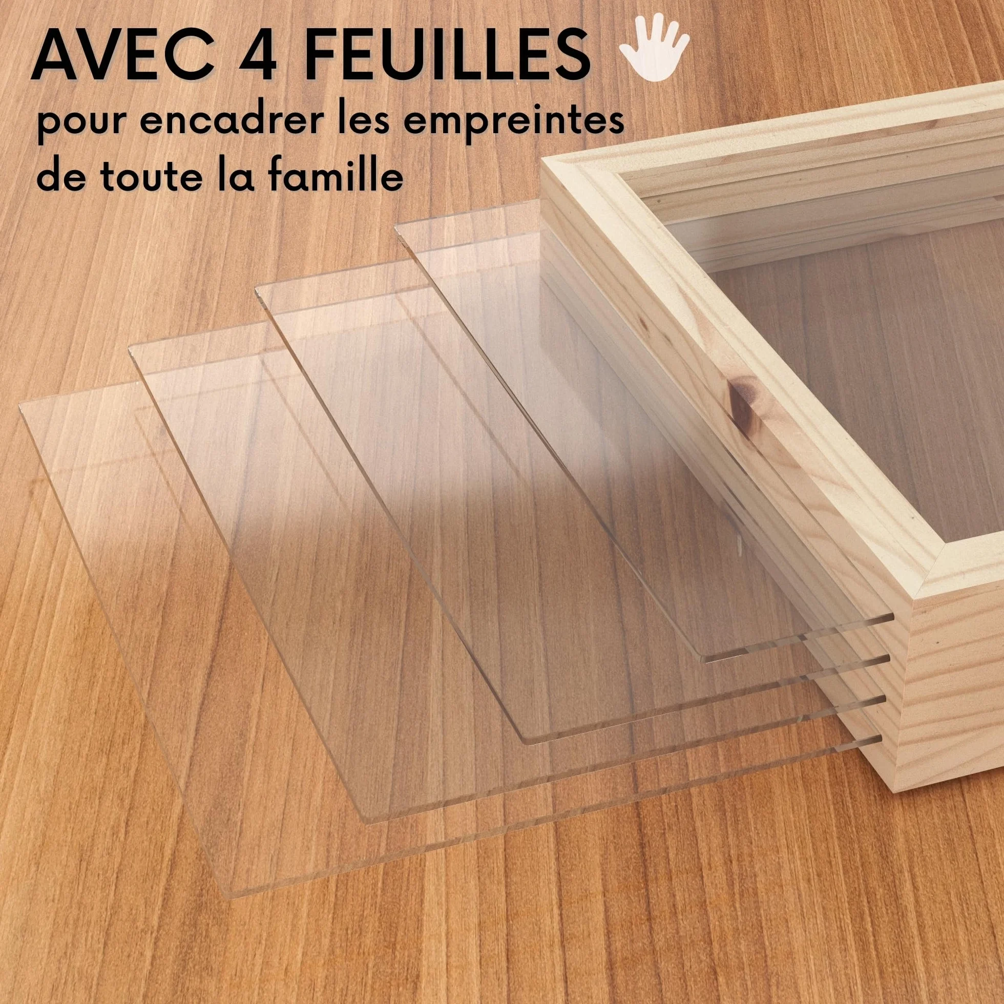 Kit Empreinte Bebe Cadre Empreinte Main Famille et Pied avec Espace 4 Empreintes Cadeau Naissance
