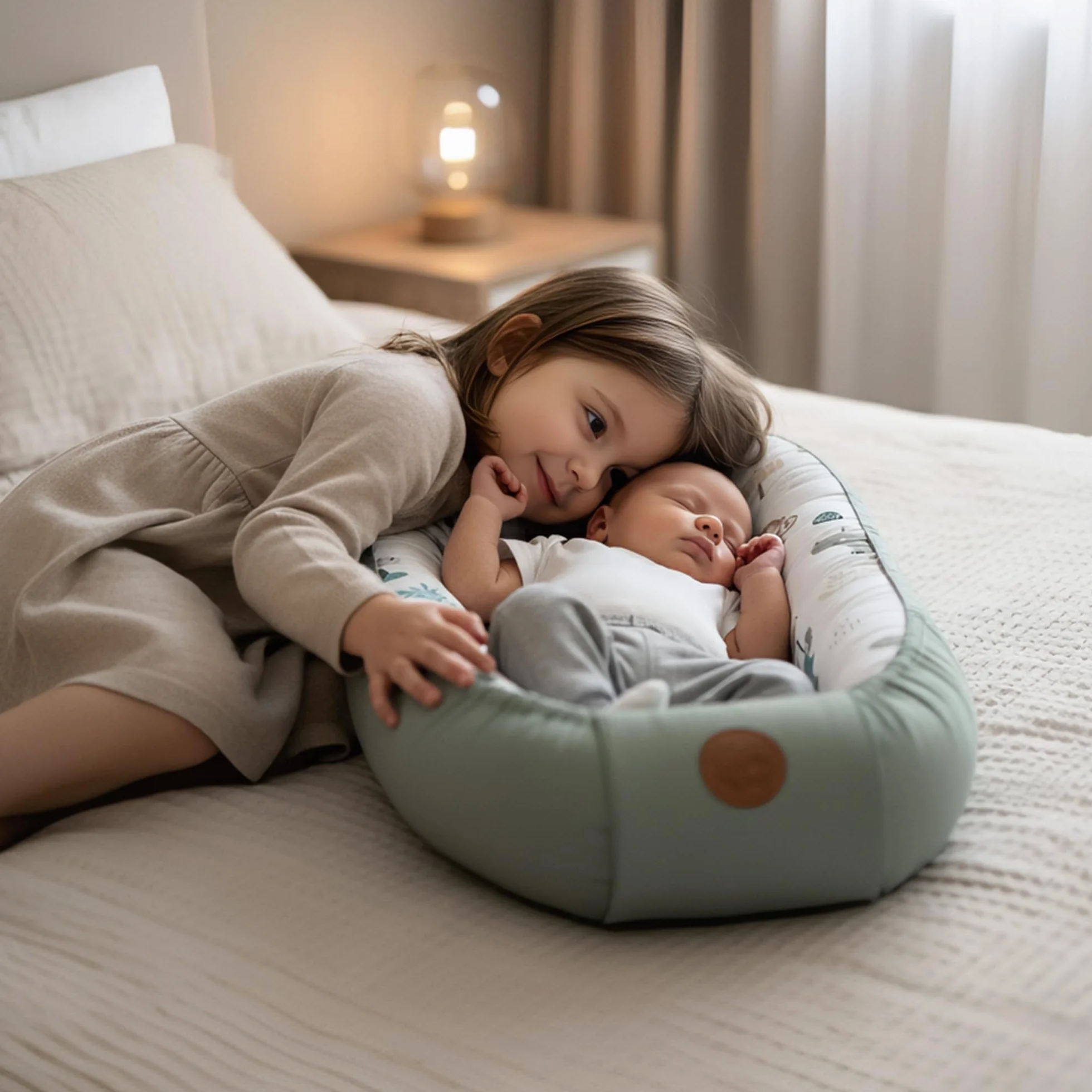 Réducteur de Lit Bébé 90x50cm Coton Cocon Nid d'Ange Couffin Naissance Bleu