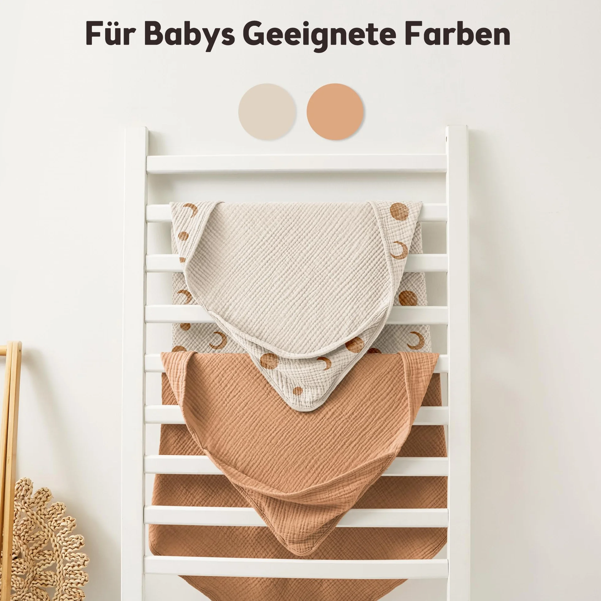 Lot de 2 Serviettes de Bain à Capuche pour Bébé en Mousseline de Coton Doux et Absorbant (Lune Brune)
