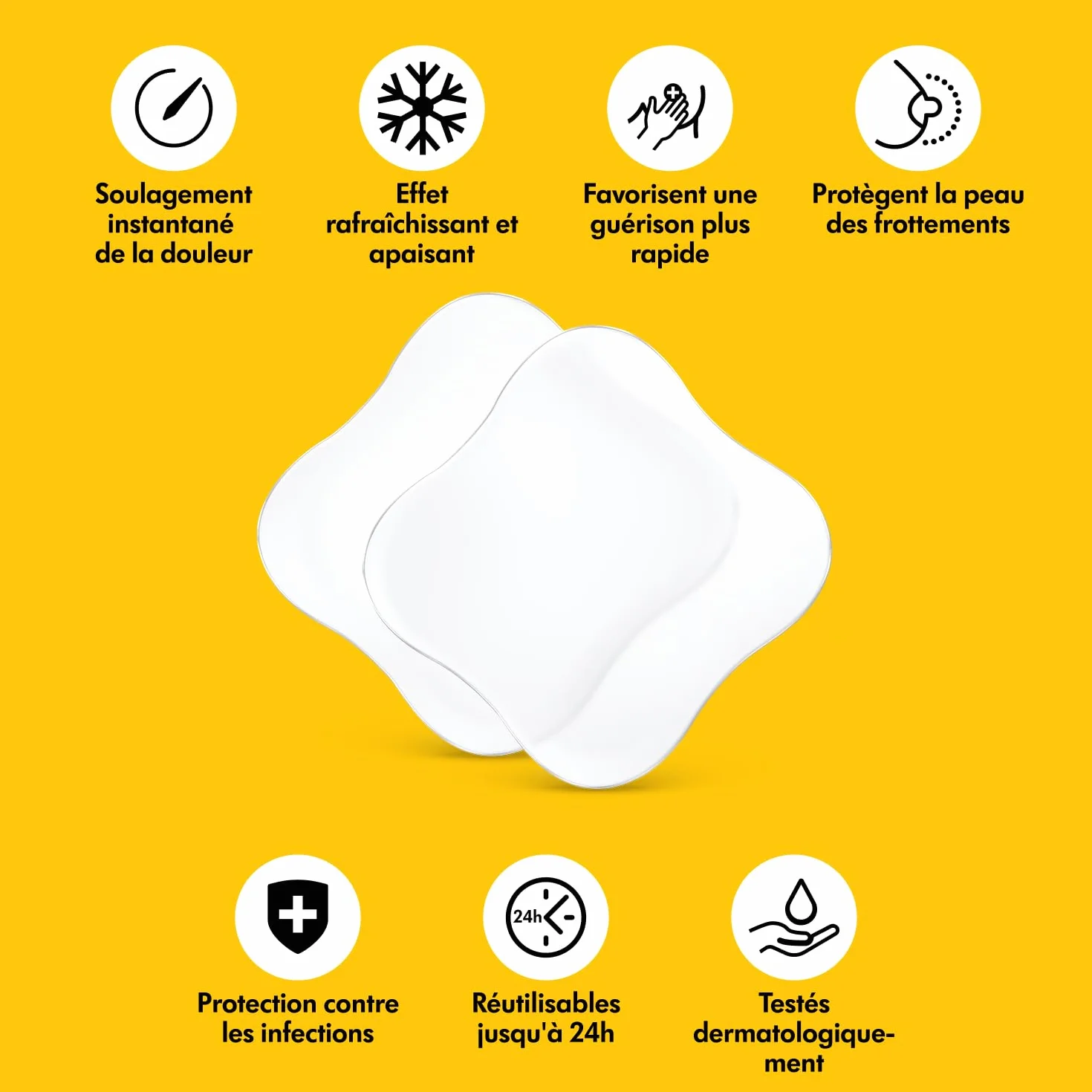 Medela Compresses hydrogel réutilisables pour mamelons douloureux, coussinets stériles, lot de 4
