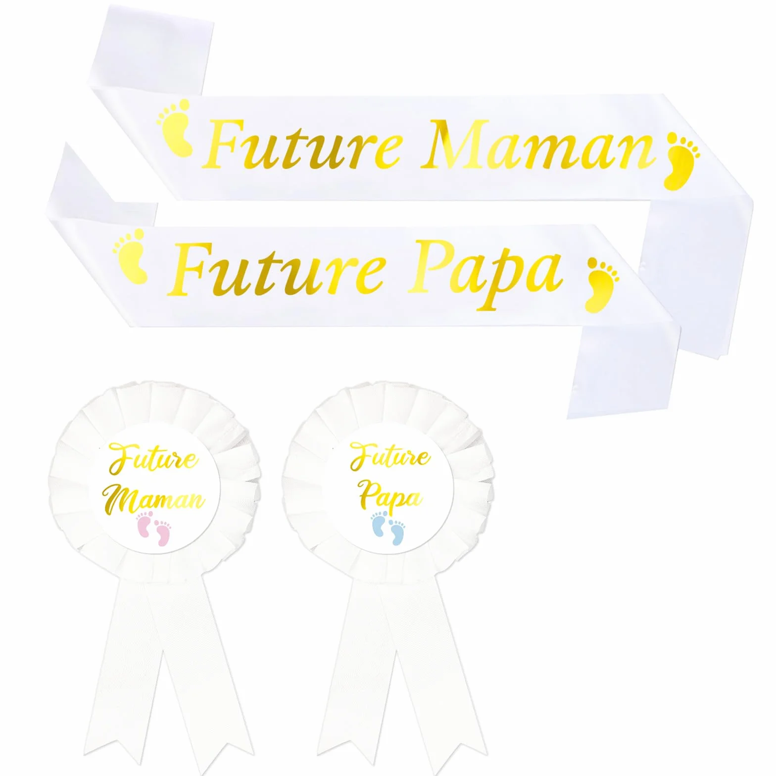 Écharpe Future Maman et Papa avec Épingle, Décoration Baby Shower Cadeau pour Futurs Parents