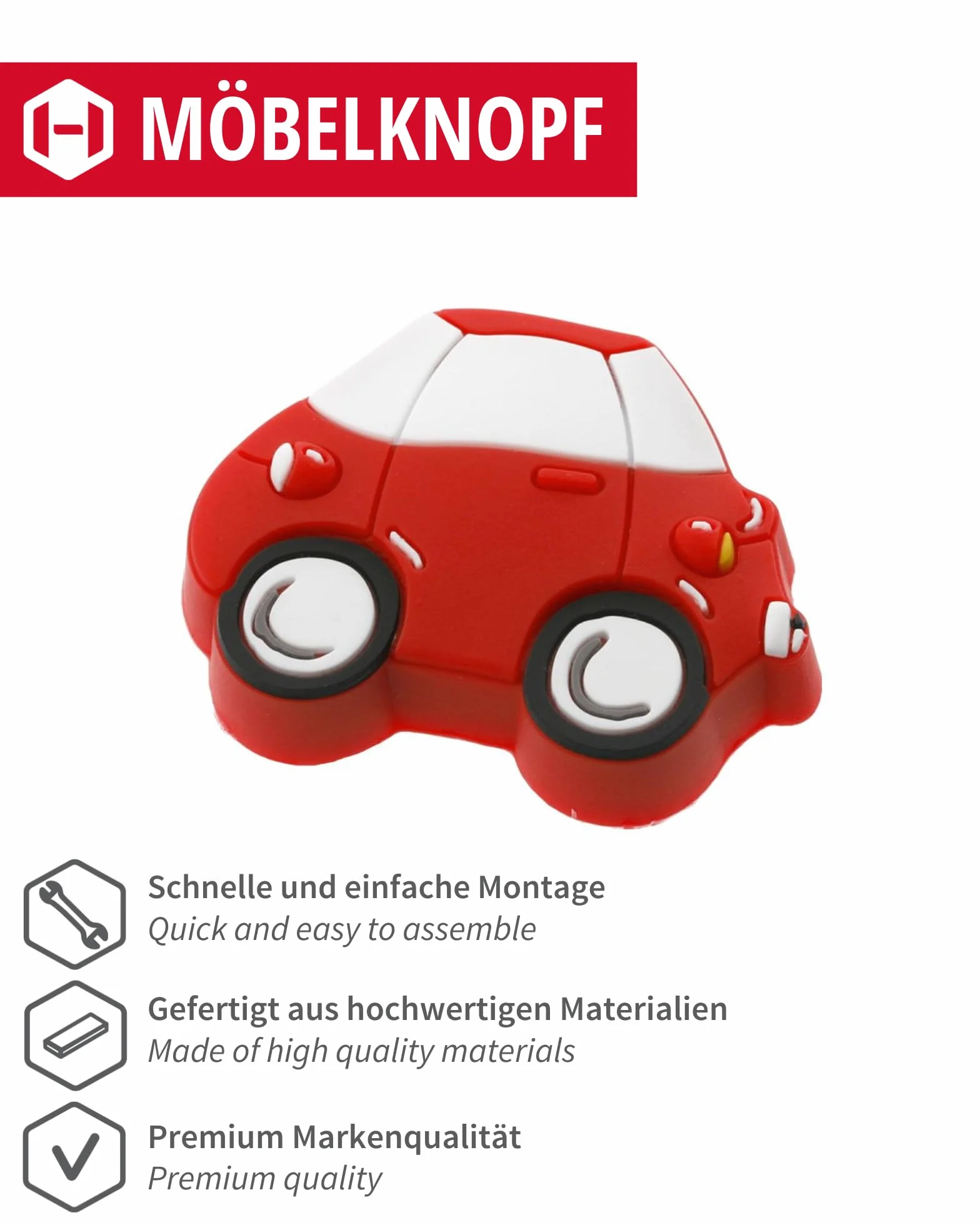 Gedotec Poignées de meubles en caoutchouc pour enfants Voiture 1 pièce Bouton de tiroir élastique résistant à la salive