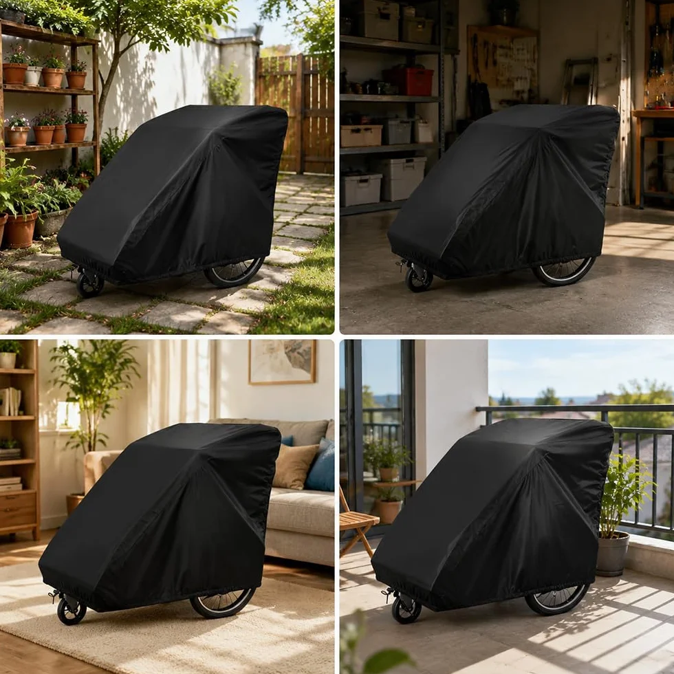 Housse Velo Exterieur Oxford 420D 140x84x99 cm Protection Universelle pour Remorque Noir