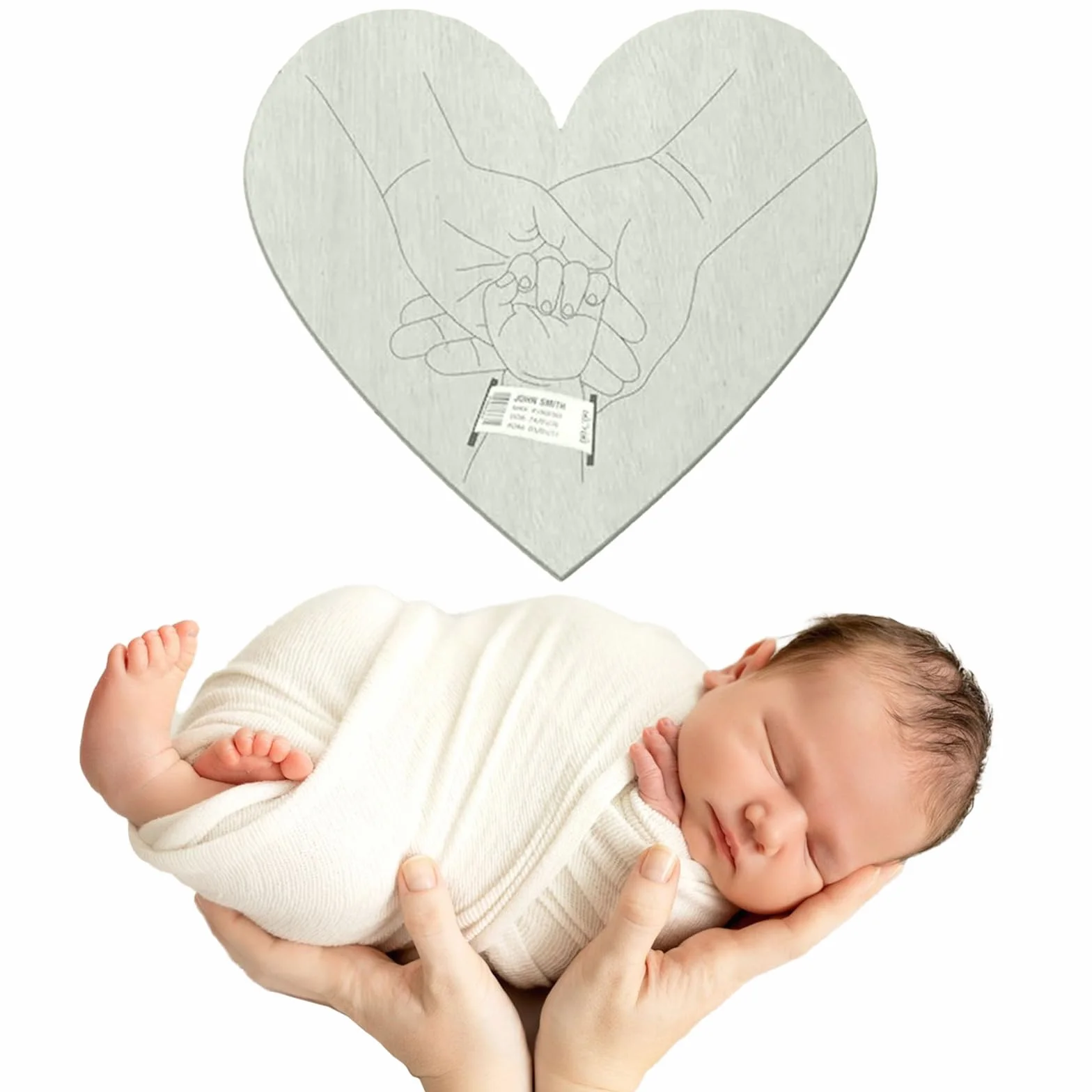 Bracelet de naissance en bois pour bébé avec informations gravées