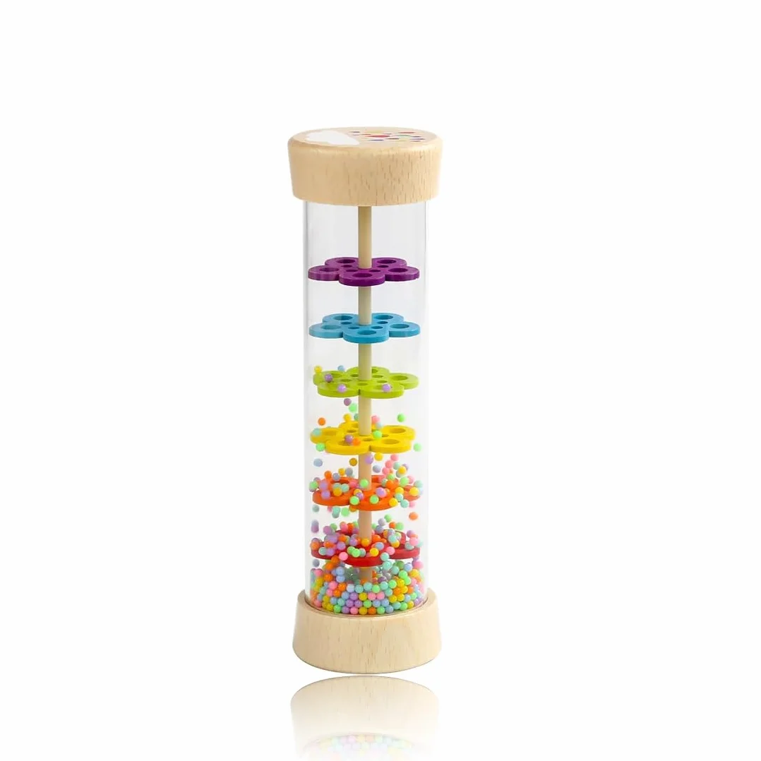 Baton de Pluie bébé Hochet en bois Jouet Sensoriel Premier Âge 3+ mois Sans BPA