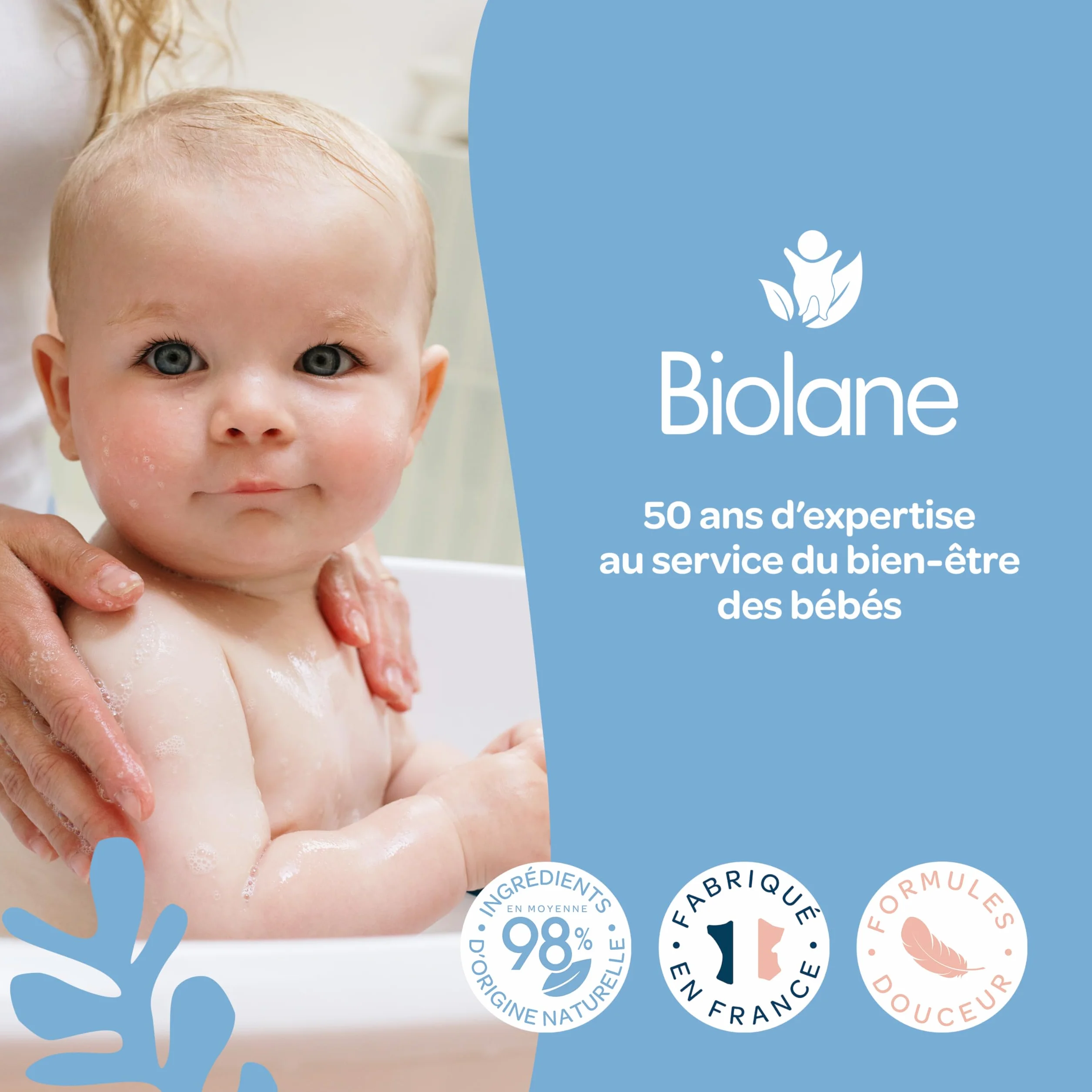BIOLANE Poudre de bain adoucissante bébé 75g Fabriqué en France