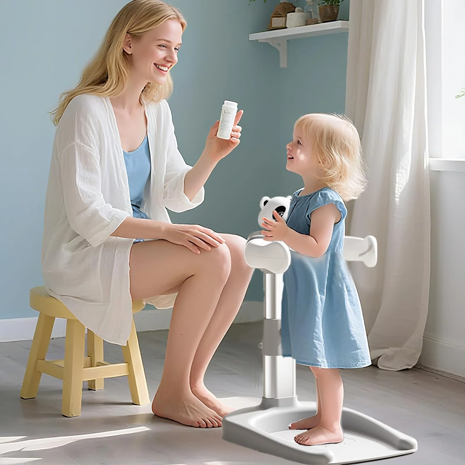 Support De Bain Debout Pour Bébé Réglable Pliable Anti-Dérapant 0-36 Mois