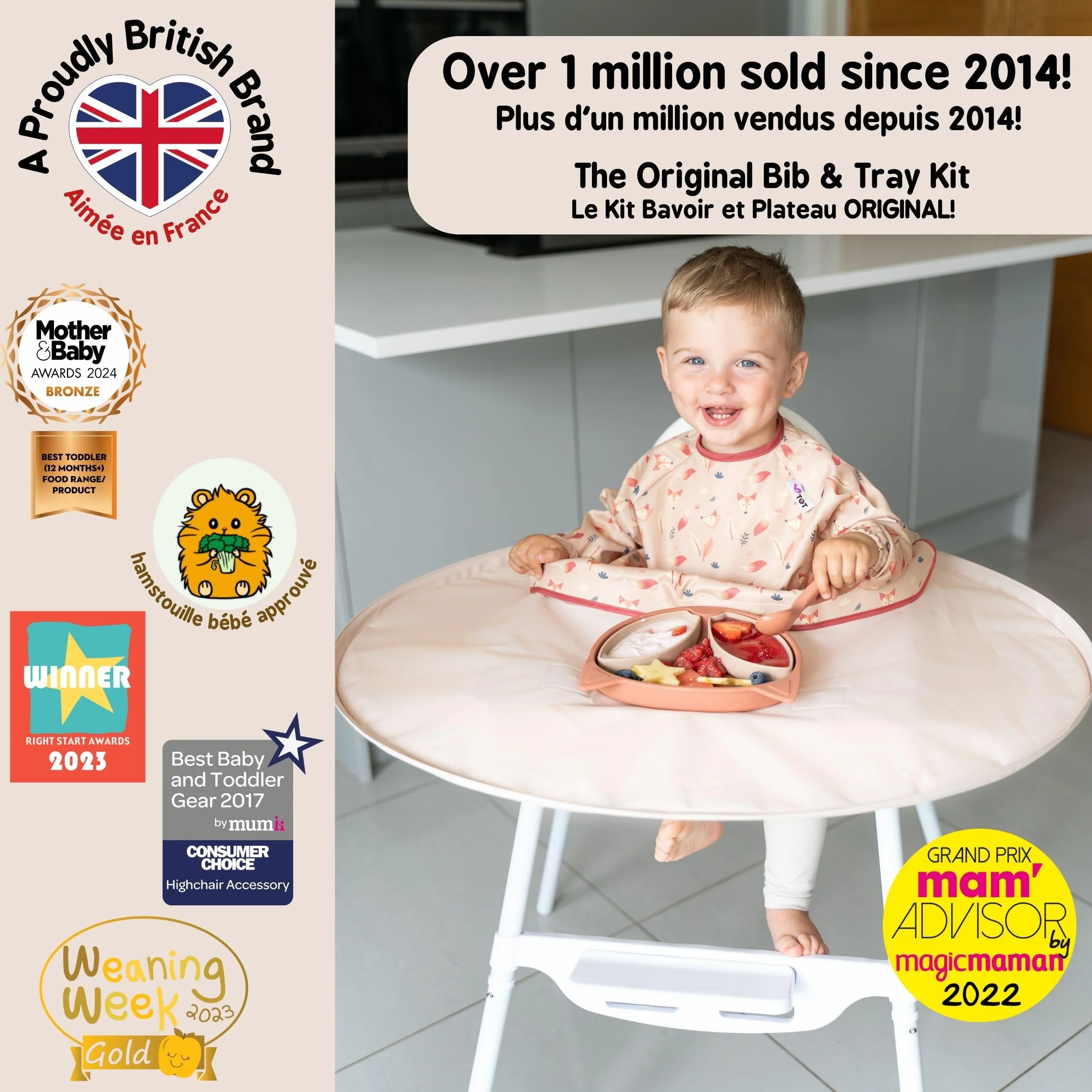 Tidy Tot®™ Kit Bavoir et Plateau Repas Bébé Anti-Gaspillage DME Diversification Alimentaire