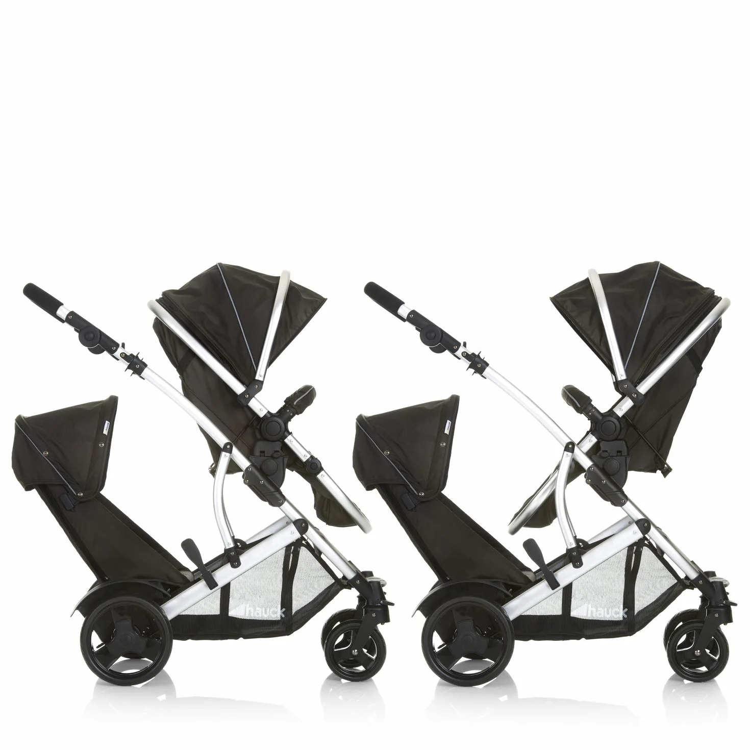 hauck Poussette Double Duett 2 Réversible Pliable Maxi 36 kg Inclus Habillage Pluie Forest Noir