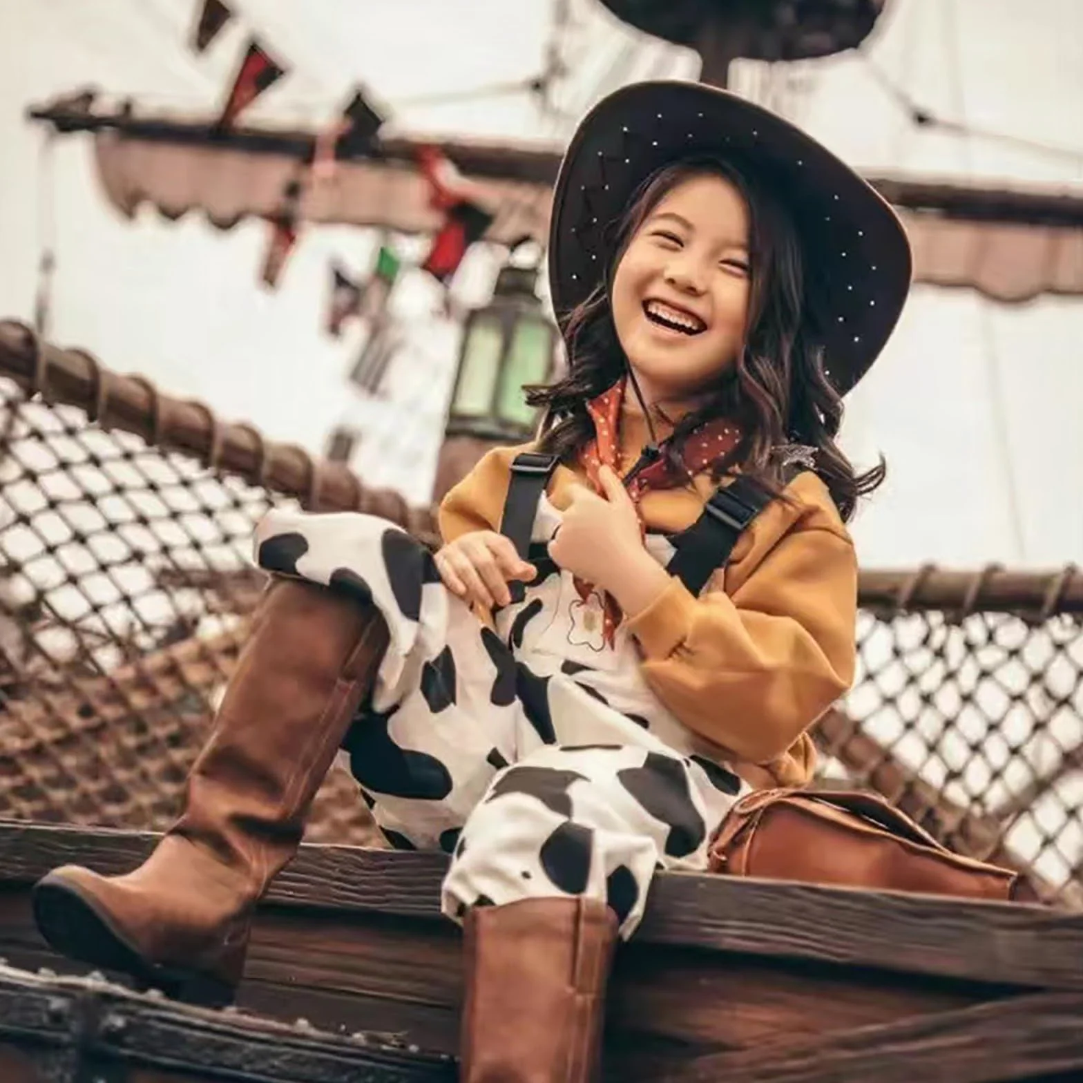 Chapeau de Cowboy en Cuir à Large Bord pour Fille et Garçon