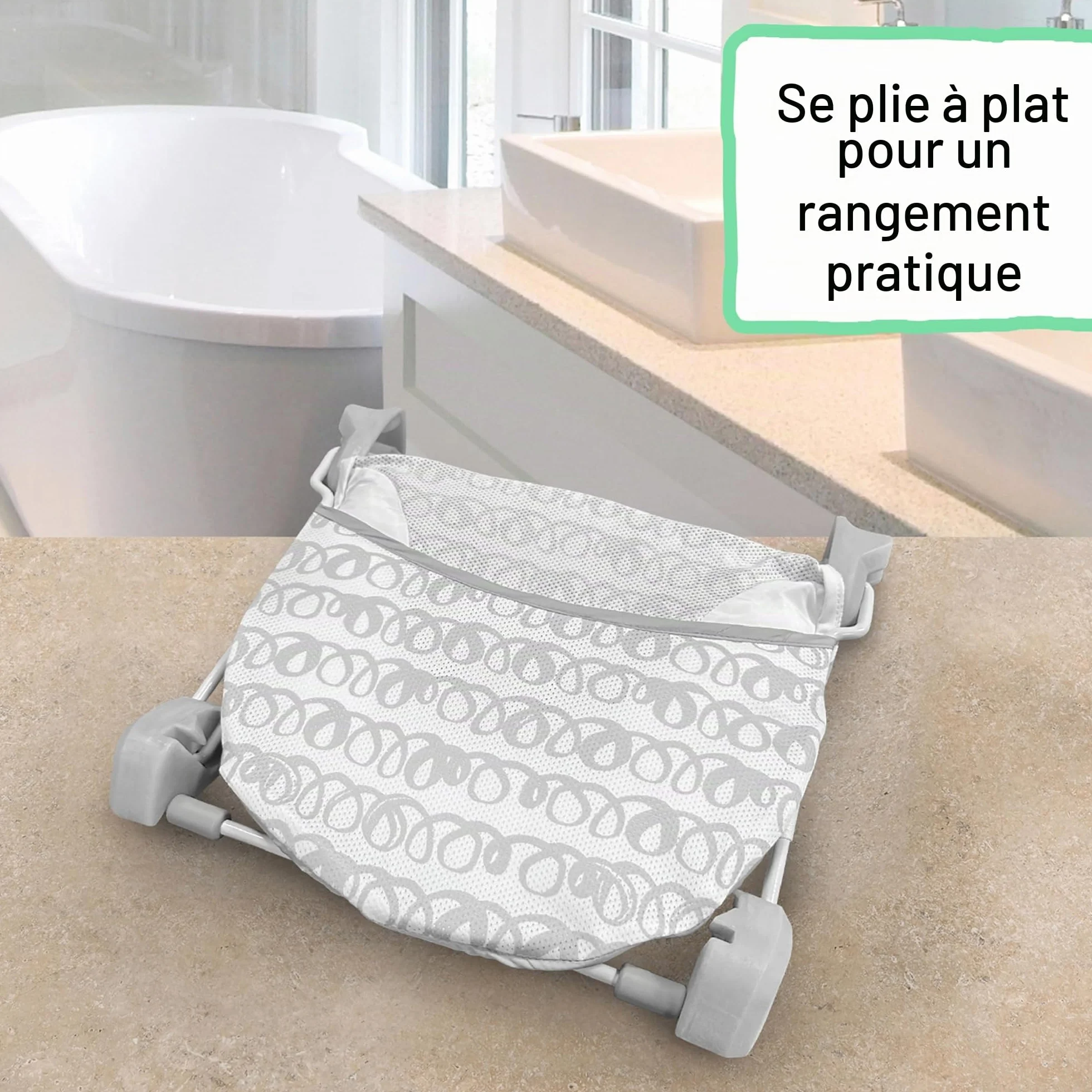 INGENUITY Transat de bain pour bébé pliable gris