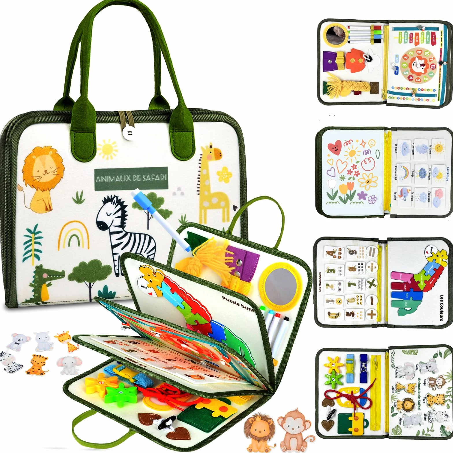 Française Busy Board Montessori 3 Ans 8 en 1 Jouets Éducatifs d'Activité Développement Cadeau Enfant Garçon Fille 3-5 Ans