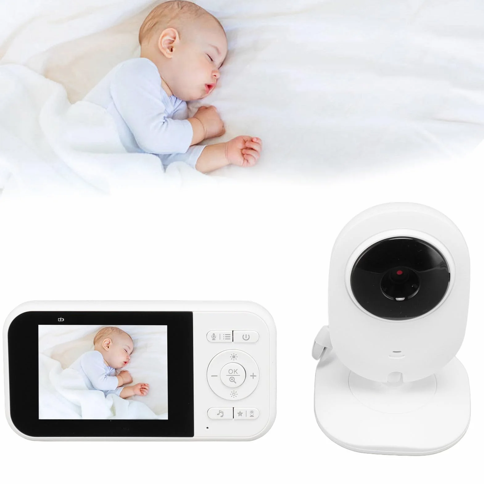 SEAFRONT Babyphone 1080p HD Vision Nocturne Écran 2,5 Pouces Audio Bidirectionnel