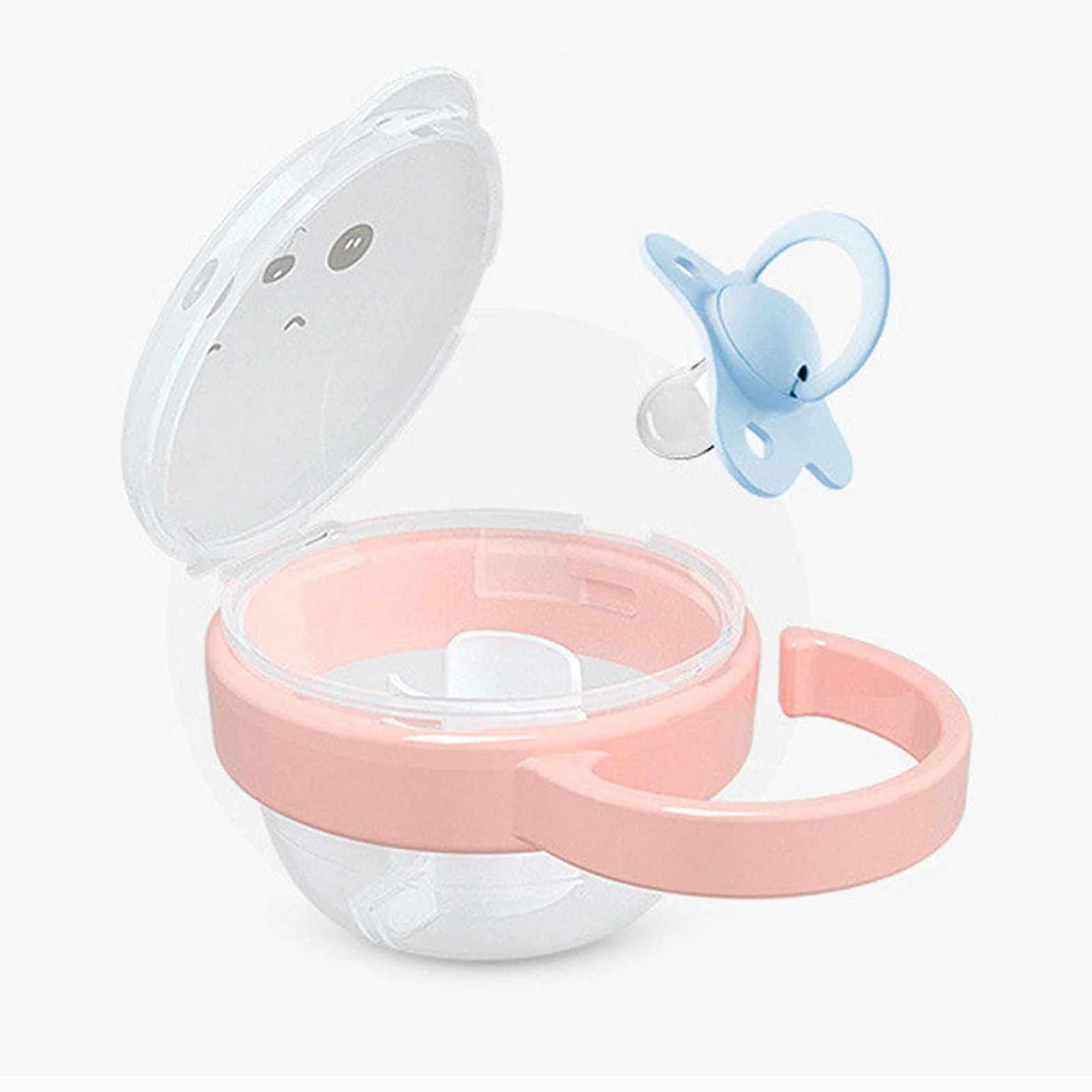 Boîte À Sucette pour Bébés de Rangement Portable, Mignon Tétine avec Poignée, sans BPA Étanche La Poussière, Rose