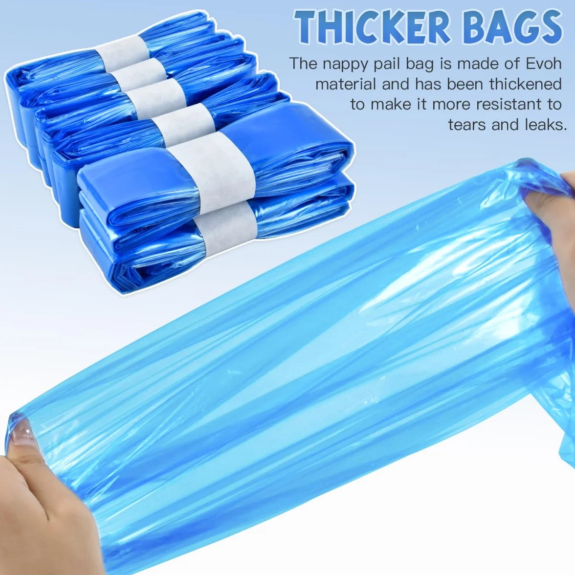 Recharge Poubelle à Couche 18 Pièces 4.5M Anti Odeur Résistant à la Déchirure pour Angelcare Tommee Tippee Litter Locker Bleu