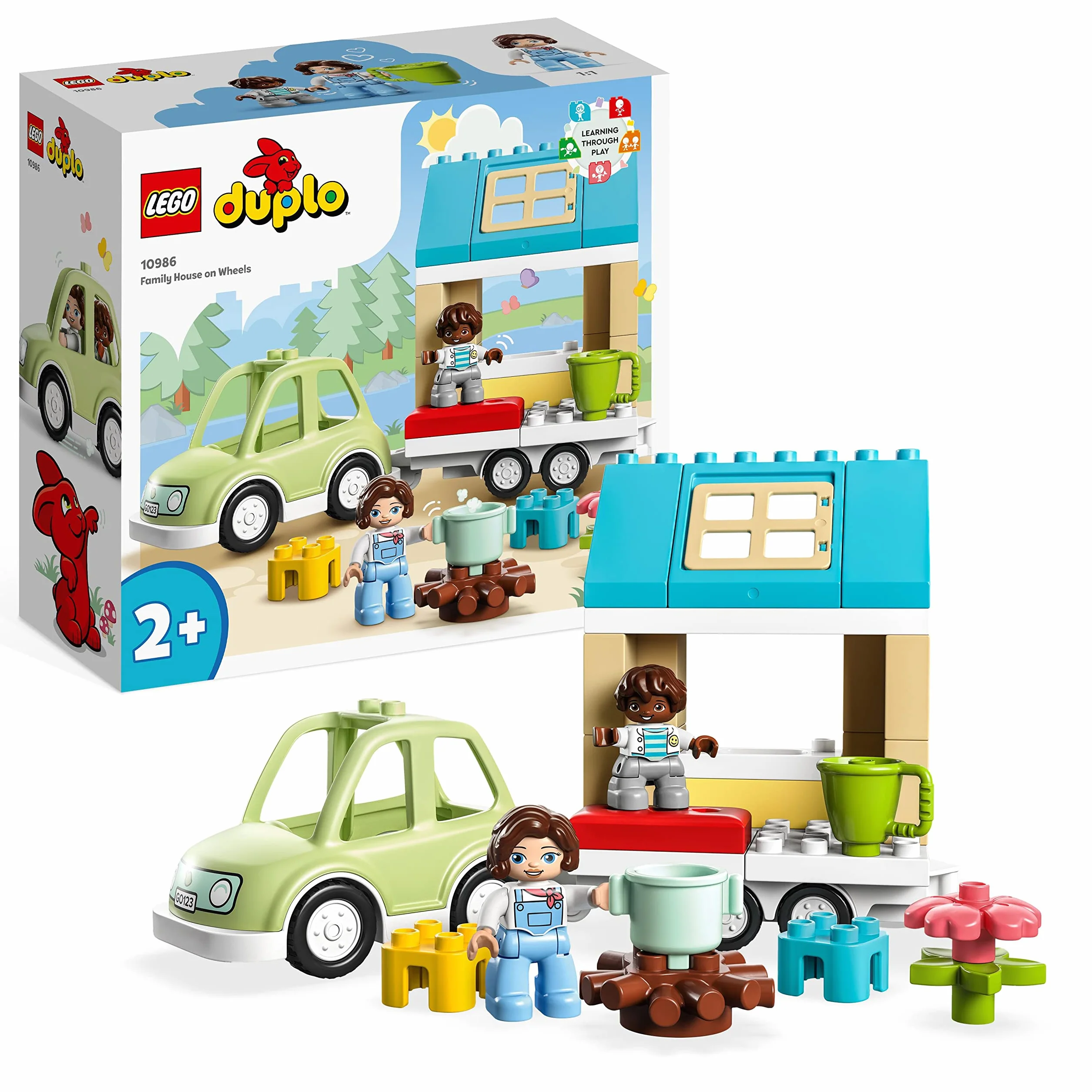 LEGO 10986 Duplo Ma Ville La Maison Familiale sur Roues, Jouet Éducatif, Set de Camping