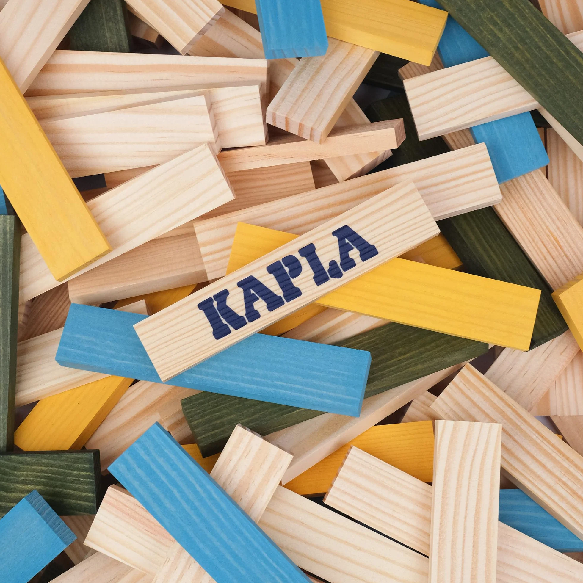 KAPLA Jeu de Construction 120 Planchettes Bois Colorés Nature Bleu Clair Jaune Vert