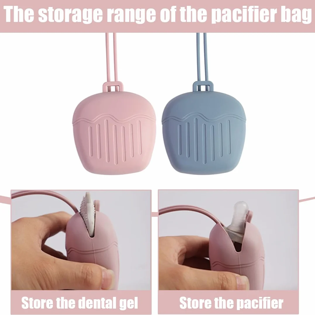 Boite à Tétine Bébé Silicone 2 Pièces Imperméable Portable Sans BPA Rose Bleu